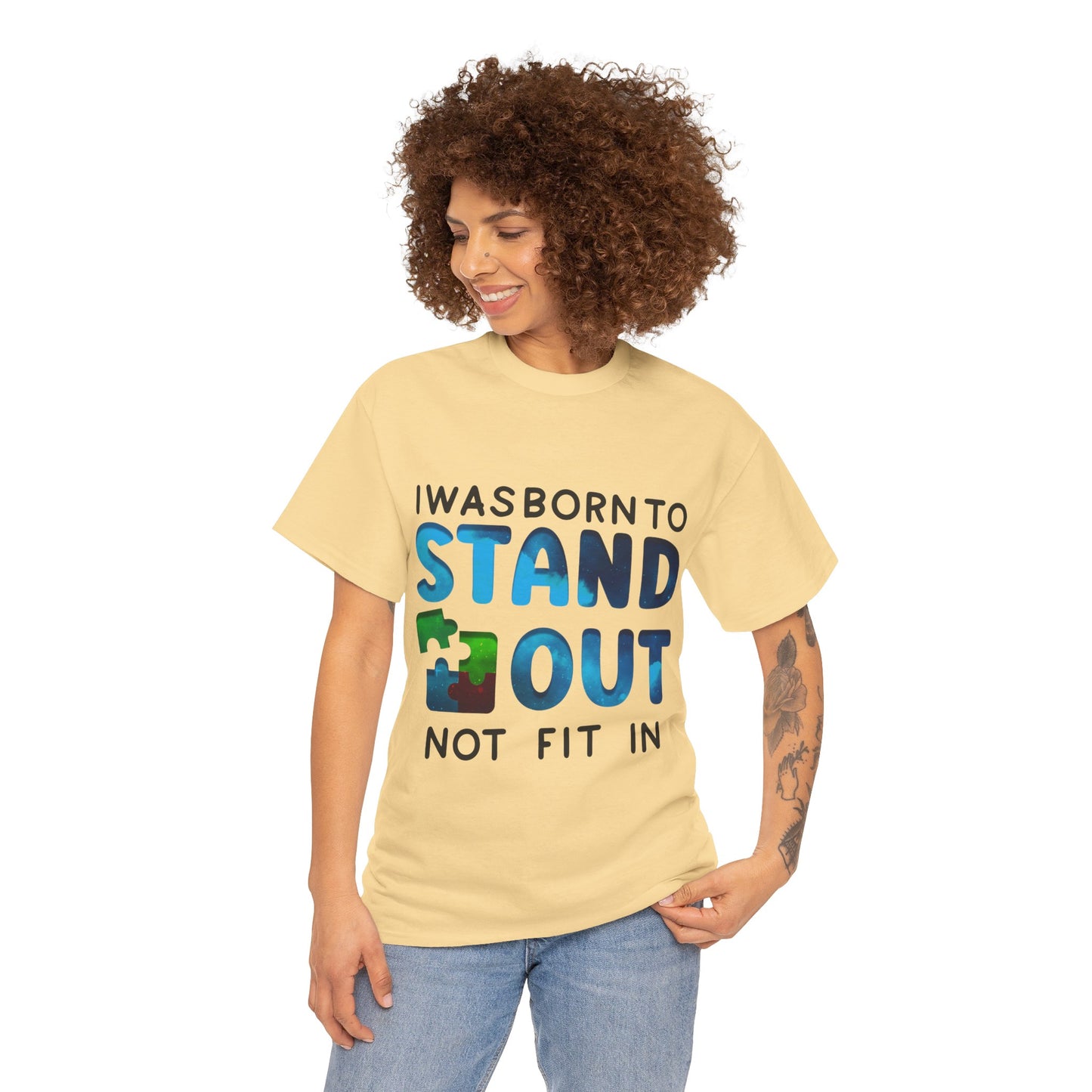 Autism I was Born To Stand Out T-shirt Unisex Heavy Cotton
