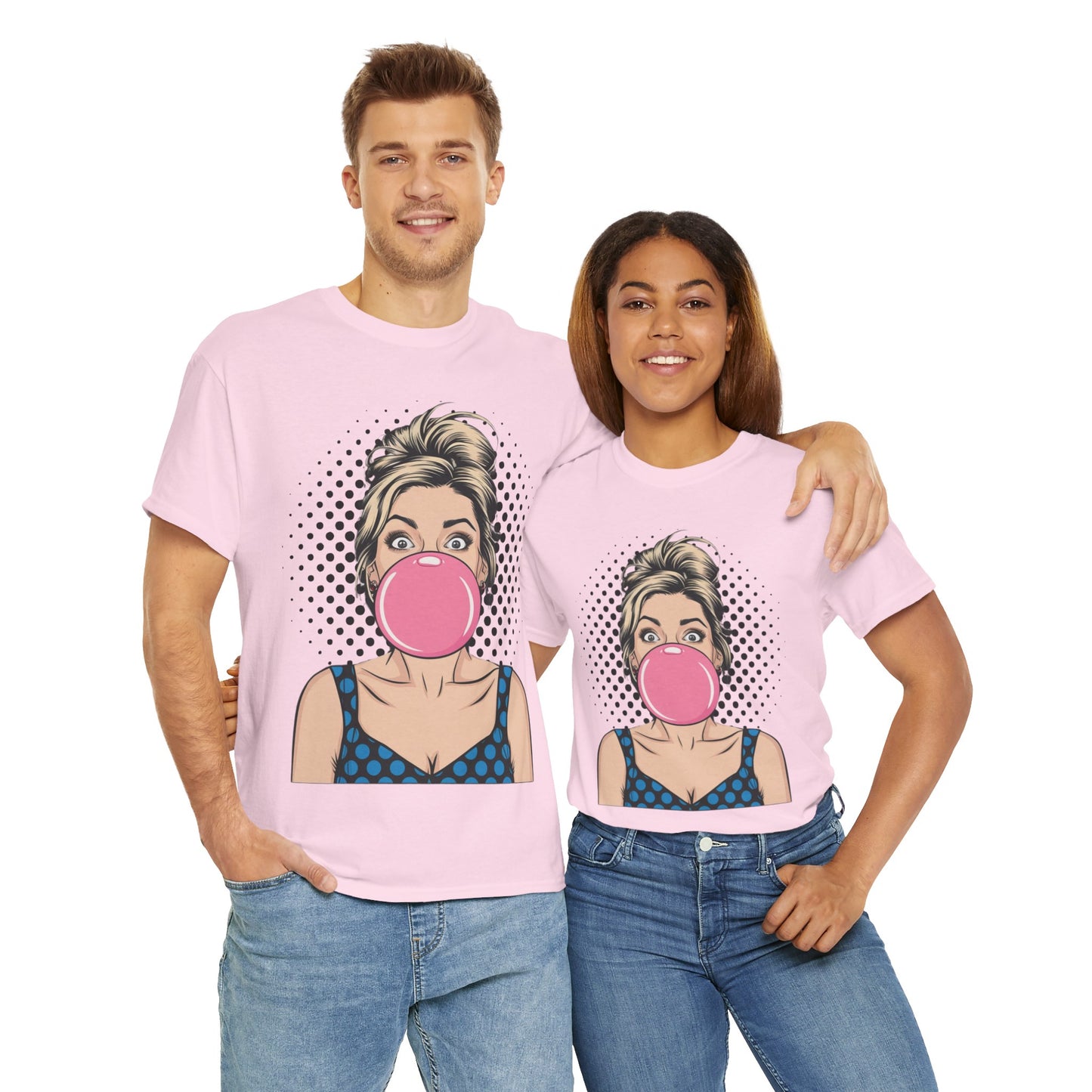 PopArt Girl Bubble Gum Bubble Tshirt unisex heavy cotton