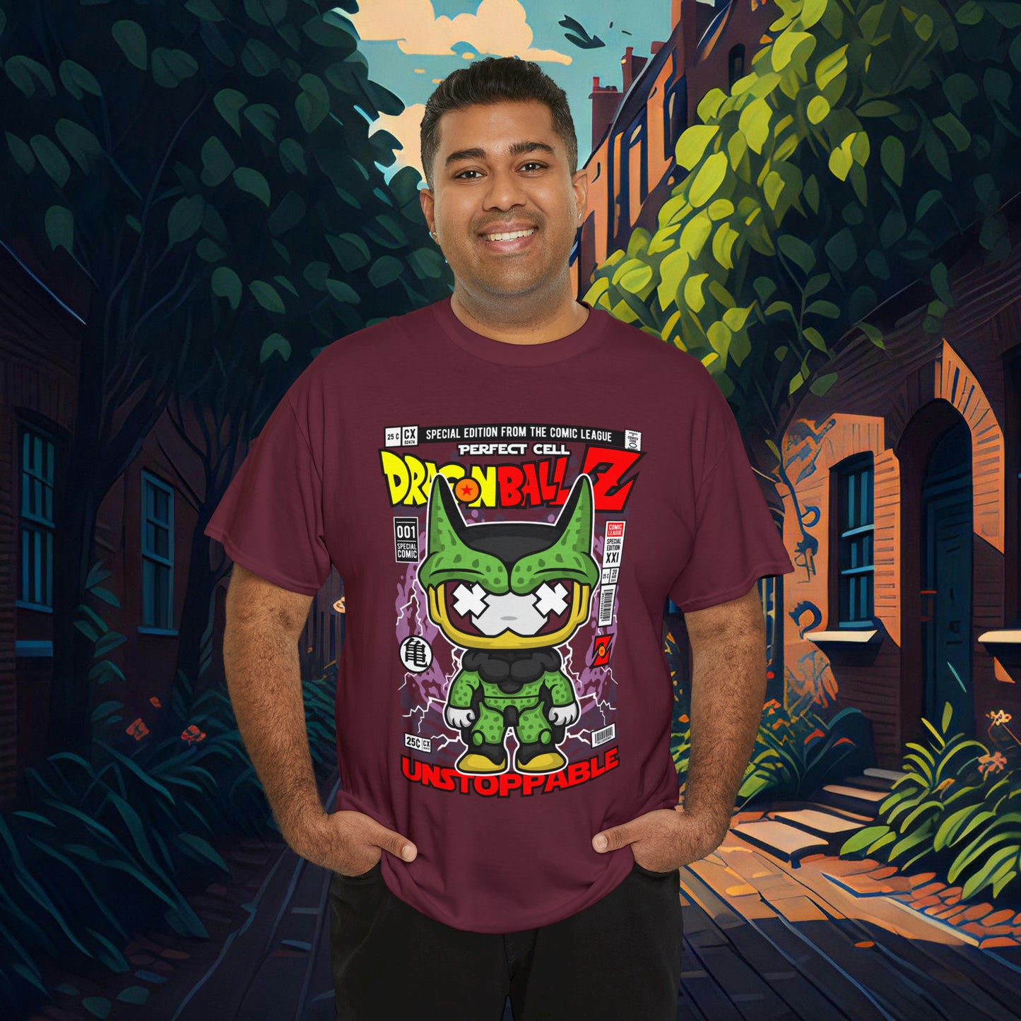 Perfect Cell DragonBall Z Pop Culture Mock Comic Cover heavy cotton T-shirt