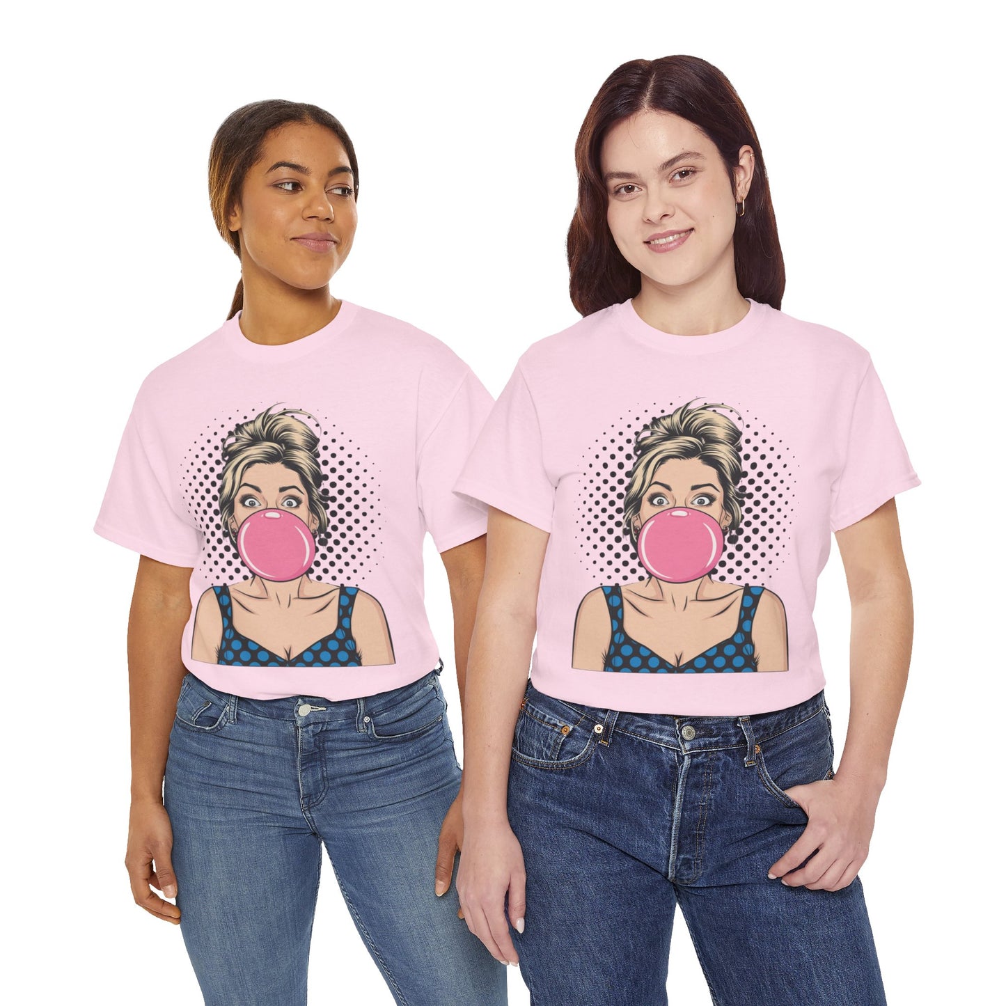 PopArt Girl Bubble Gum Bubble Tshirt unisex heavy cotton