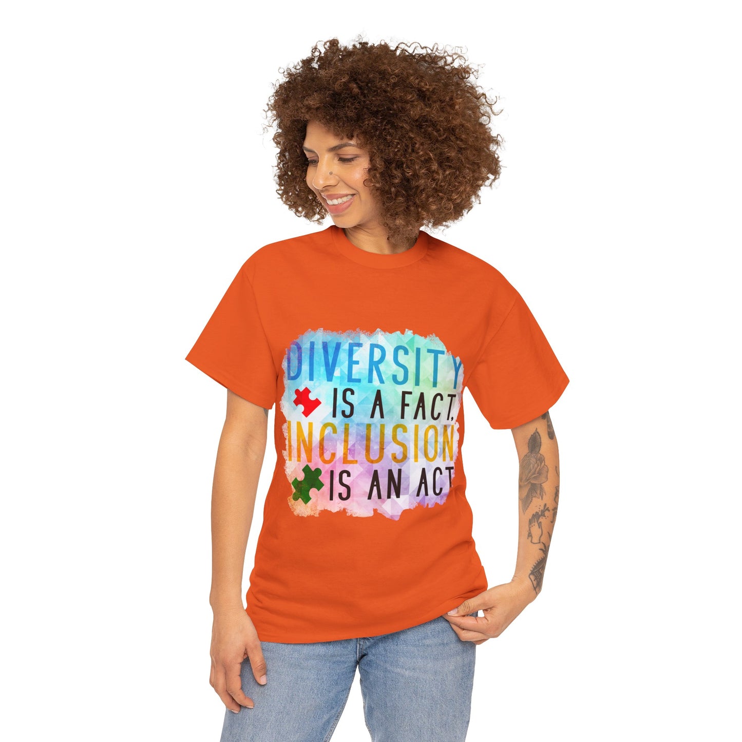 Autism Diversity is a Fact, Inclusion is an Act T-shirt Unisex Heavy Cotton