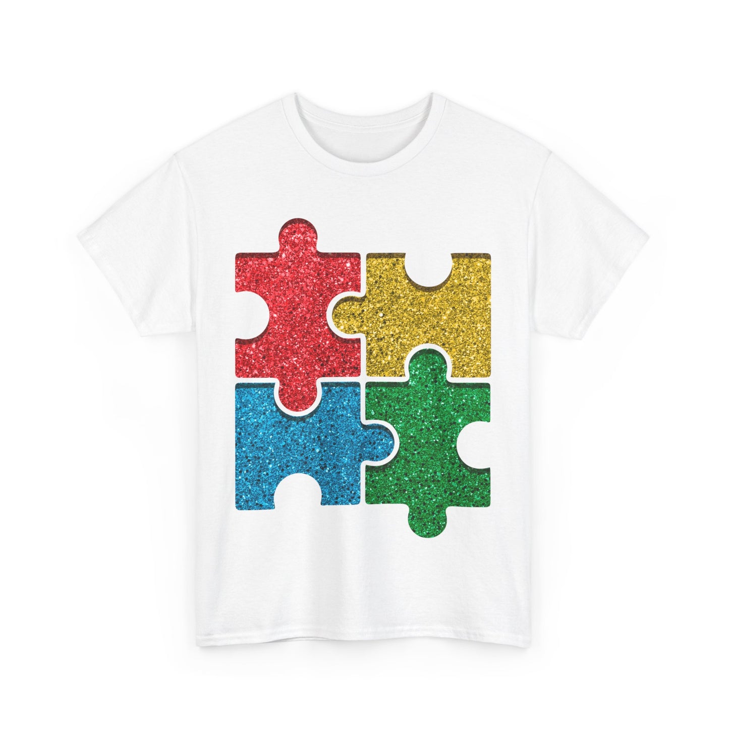 Autism Puzzle Pieces T-shirt Unisex Heavy Cotton