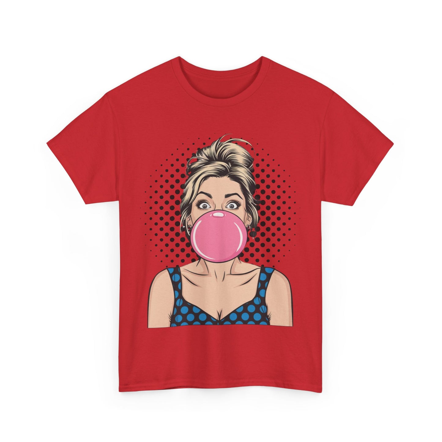 PopArt Girl Bubble Gum Bubble Tshirt unisex heavy cotton