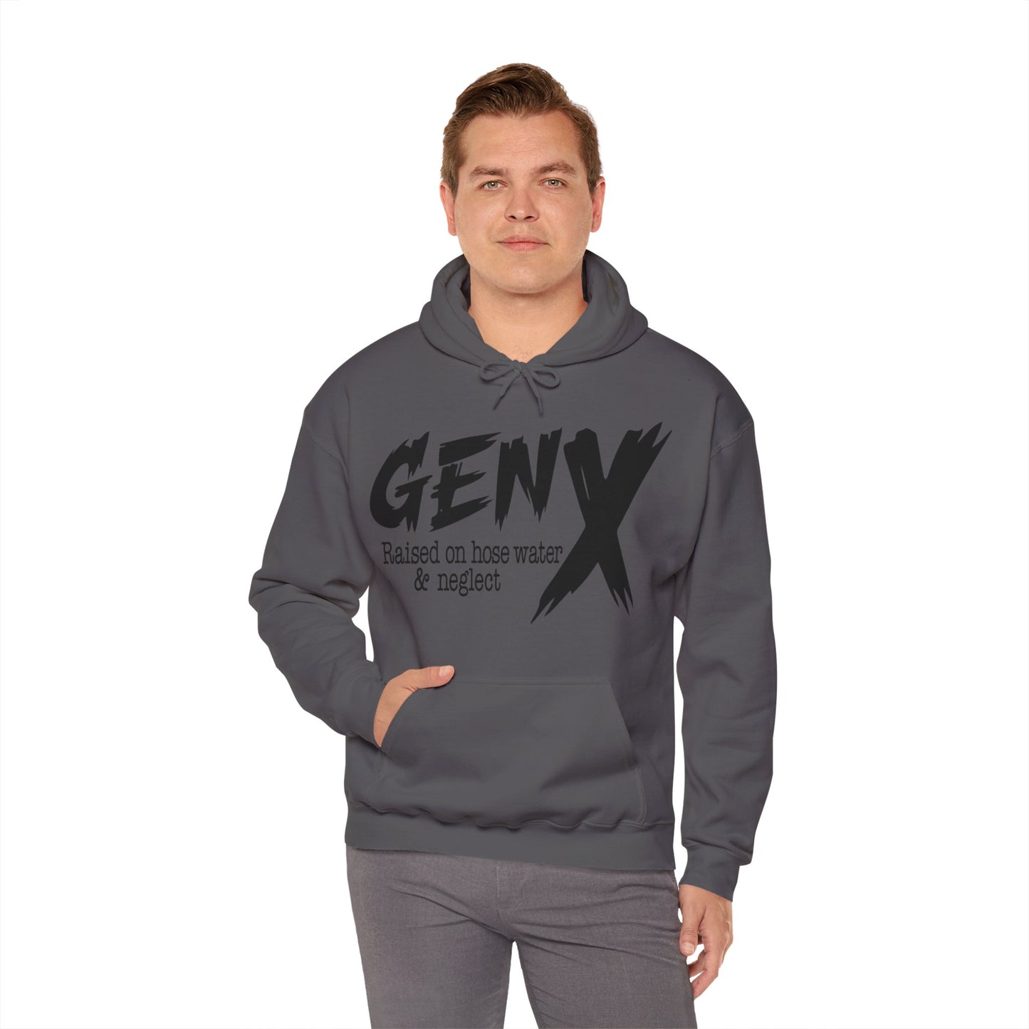 Gen X Raised on Hose Water & Neglect Front & Back Unisex Heavy Blend™ Hooded Sweatshirt