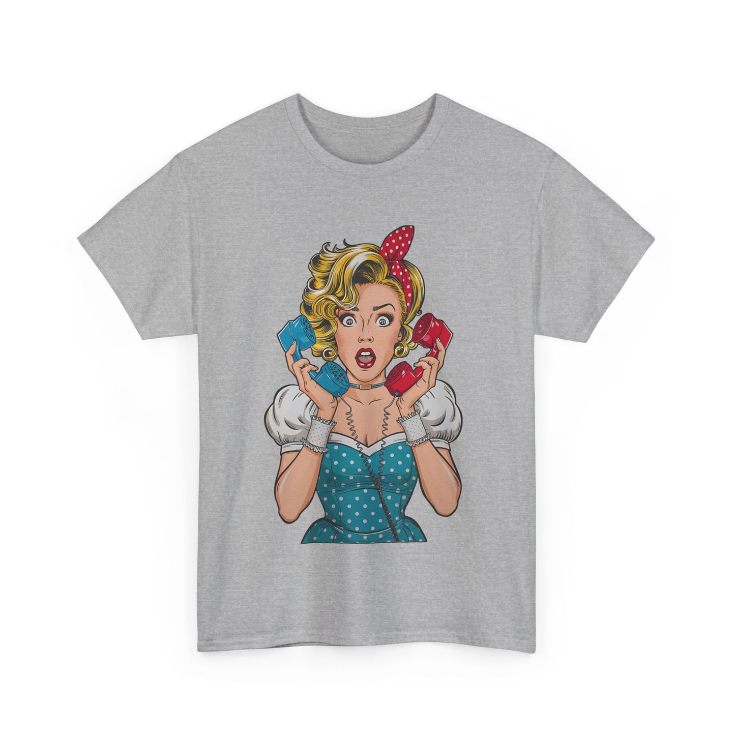 PopArt Girl on the Phone  Tshirt unisex heavy cotton