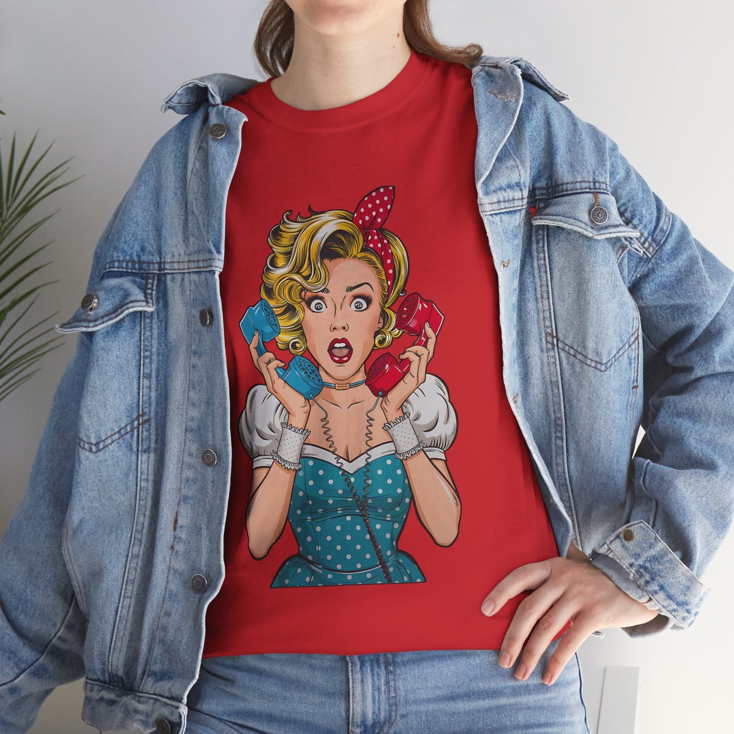 PopArt Girl on the Phone  Tshirt unisex heavy cotton