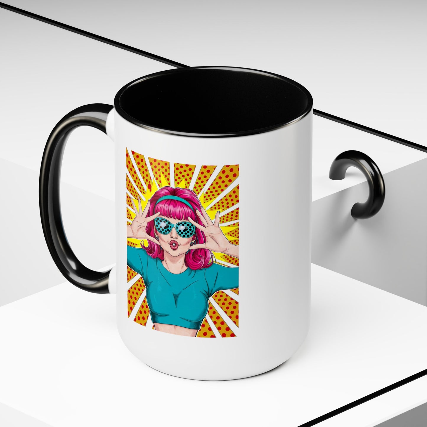 Sexy Retro PopArt Girl with Vibrant Colors 15oz Coffee Mug
