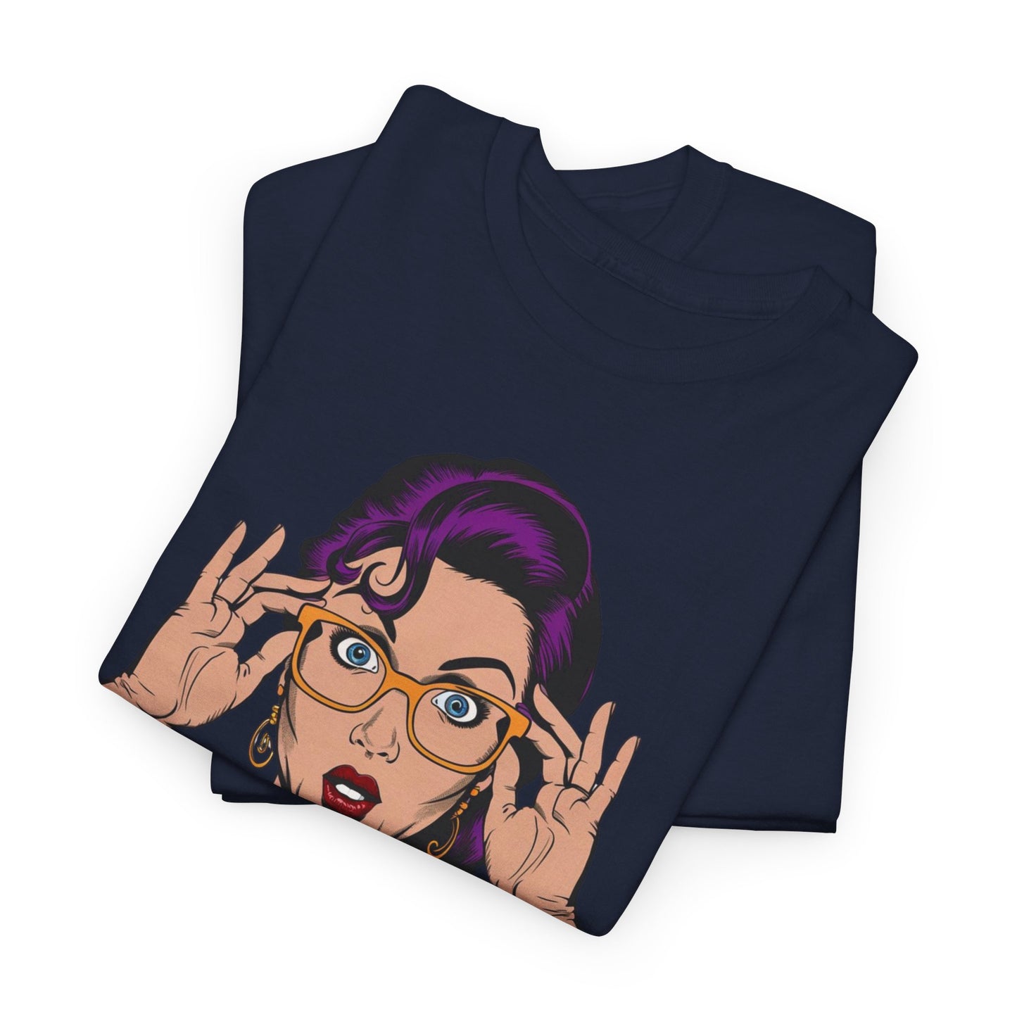 Sexy PopArt Girl Glasses and Braids Tshirt unisex heavy cotton
