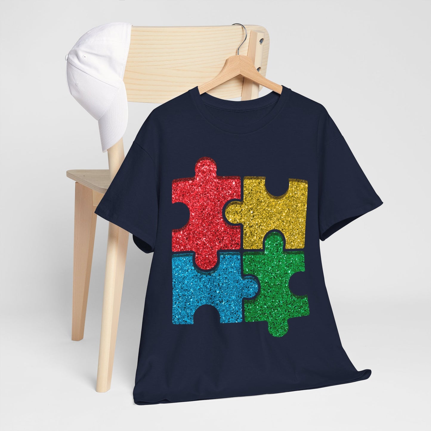 Autism Puzzle Pieces T-shirt Unisex Heavy Cotton