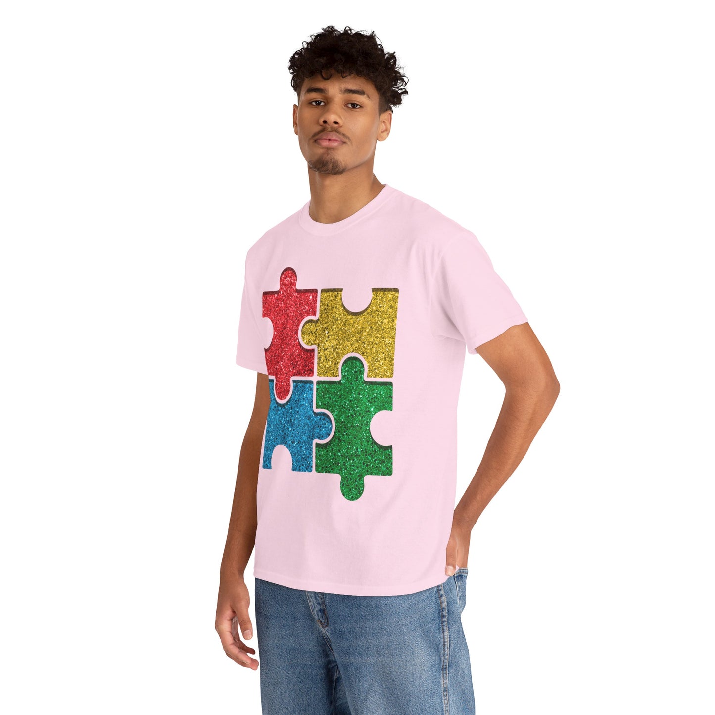 Autism Puzzle Pieces T-shirt Unisex Heavy Cotton