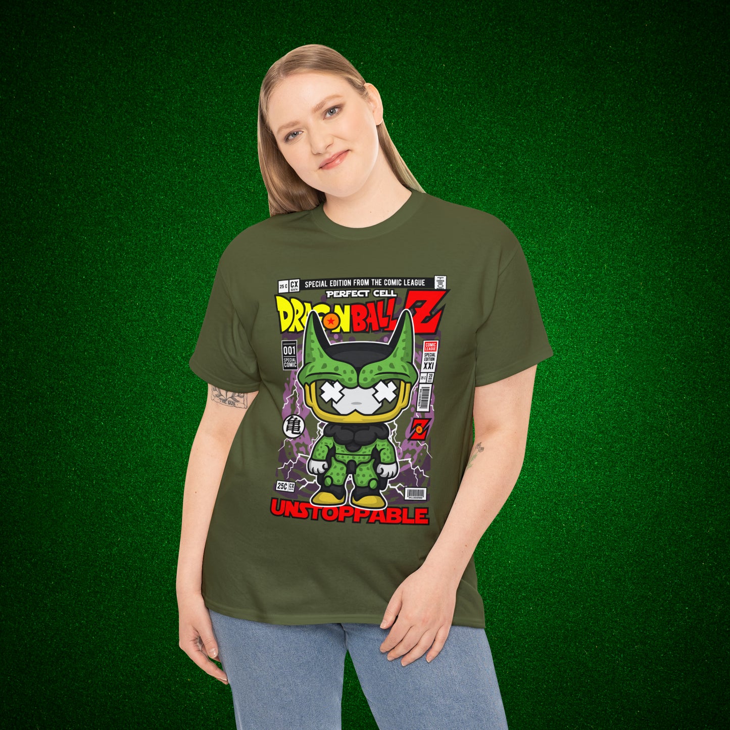 Perfect Cell DragonBall Z Pop Culture Mock Comic Cover heavy cotton T-shirt