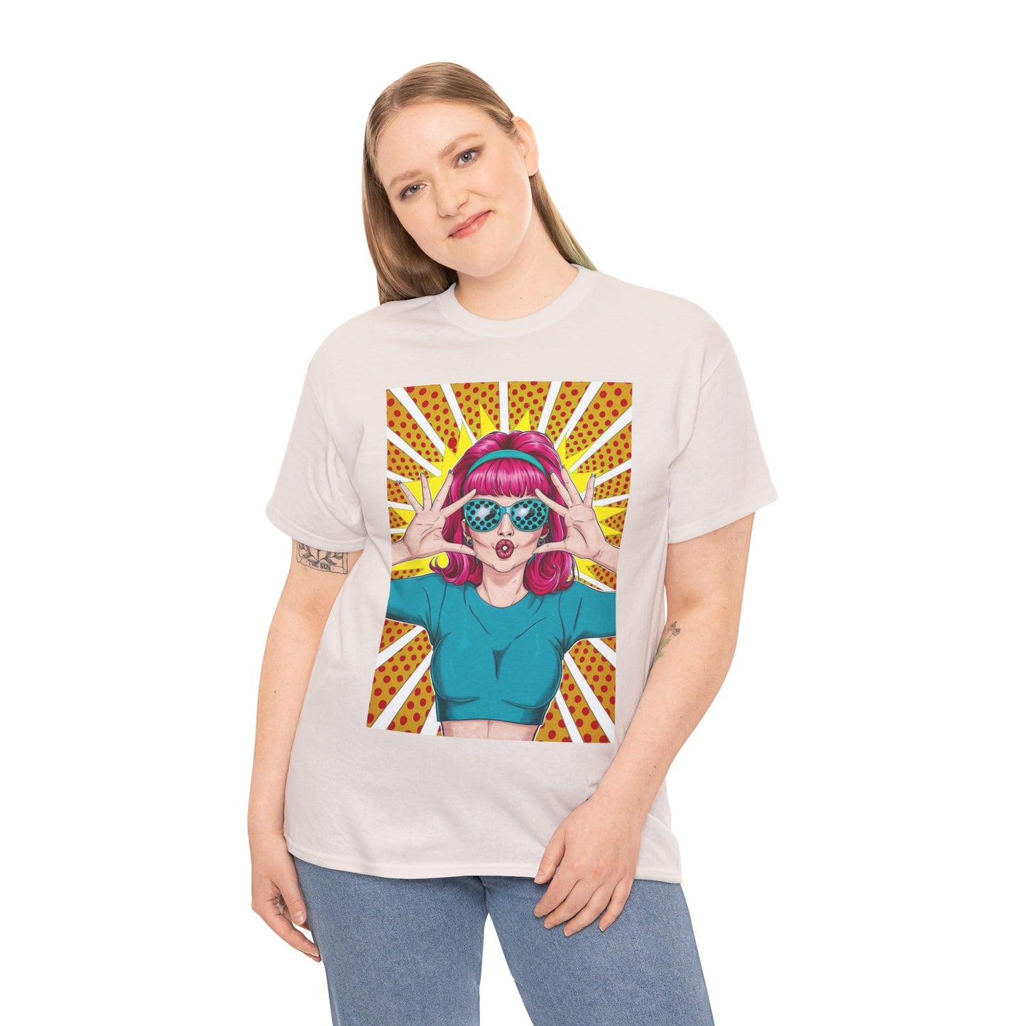 Sexy Retro PopArt Girl Vibrant Colors Unisex heavy cotton Tshirt