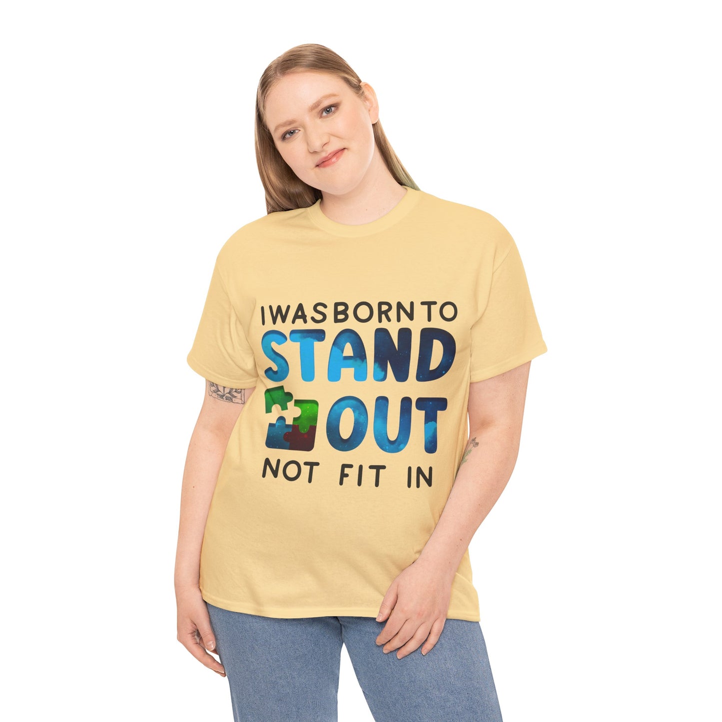 Autism I was Born To Stand Out T-shirt Unisex Heavy Cotton