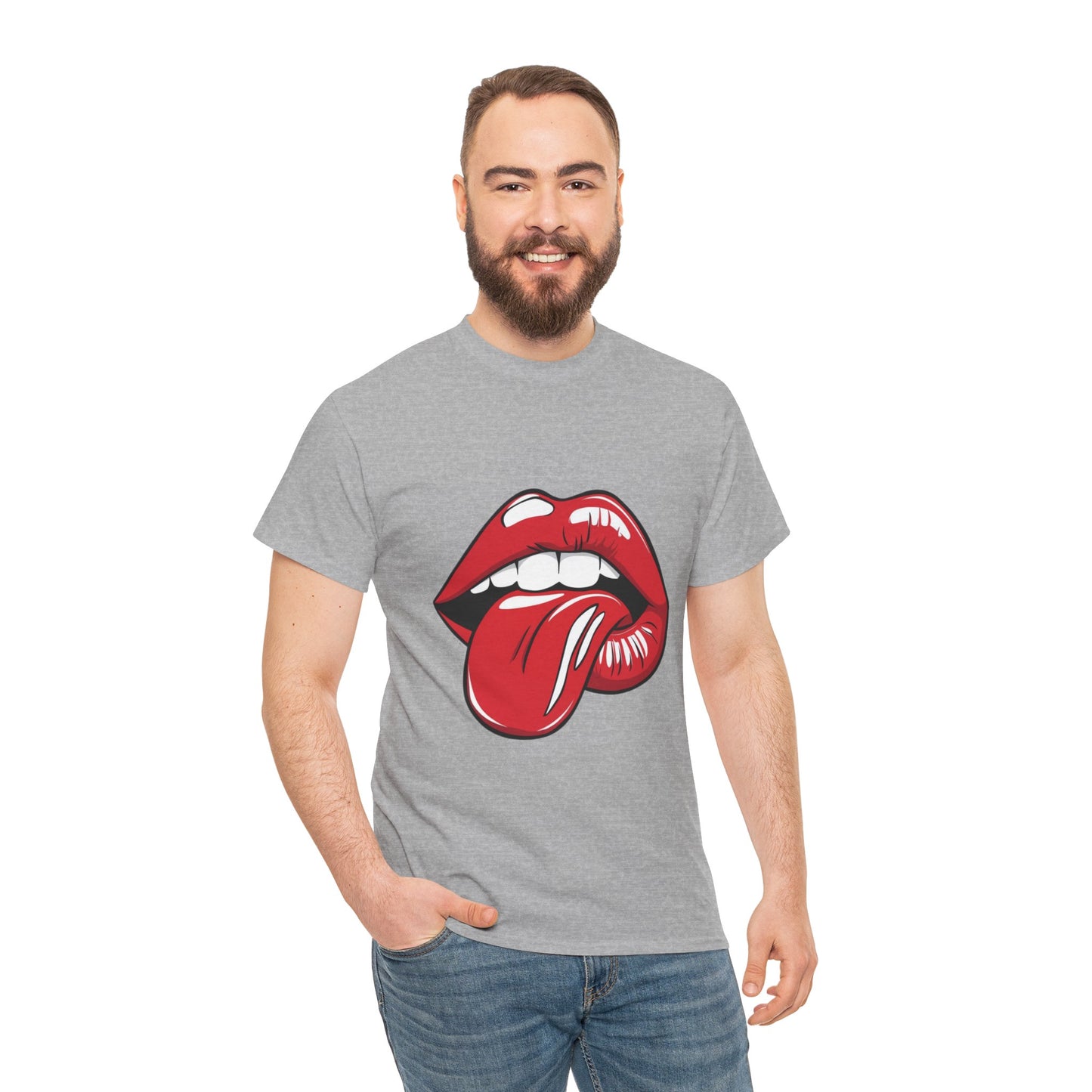 Sexy Retro PopArt Red Lips and Tounge Unisex heavy cotton Tshirt