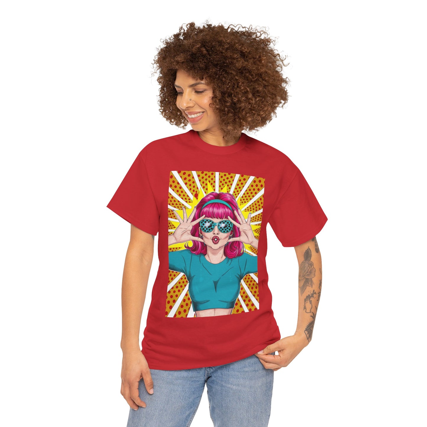 Sexy Retro PopArt Girl Vibrant Colors Unisex heavy cotton Tshirt