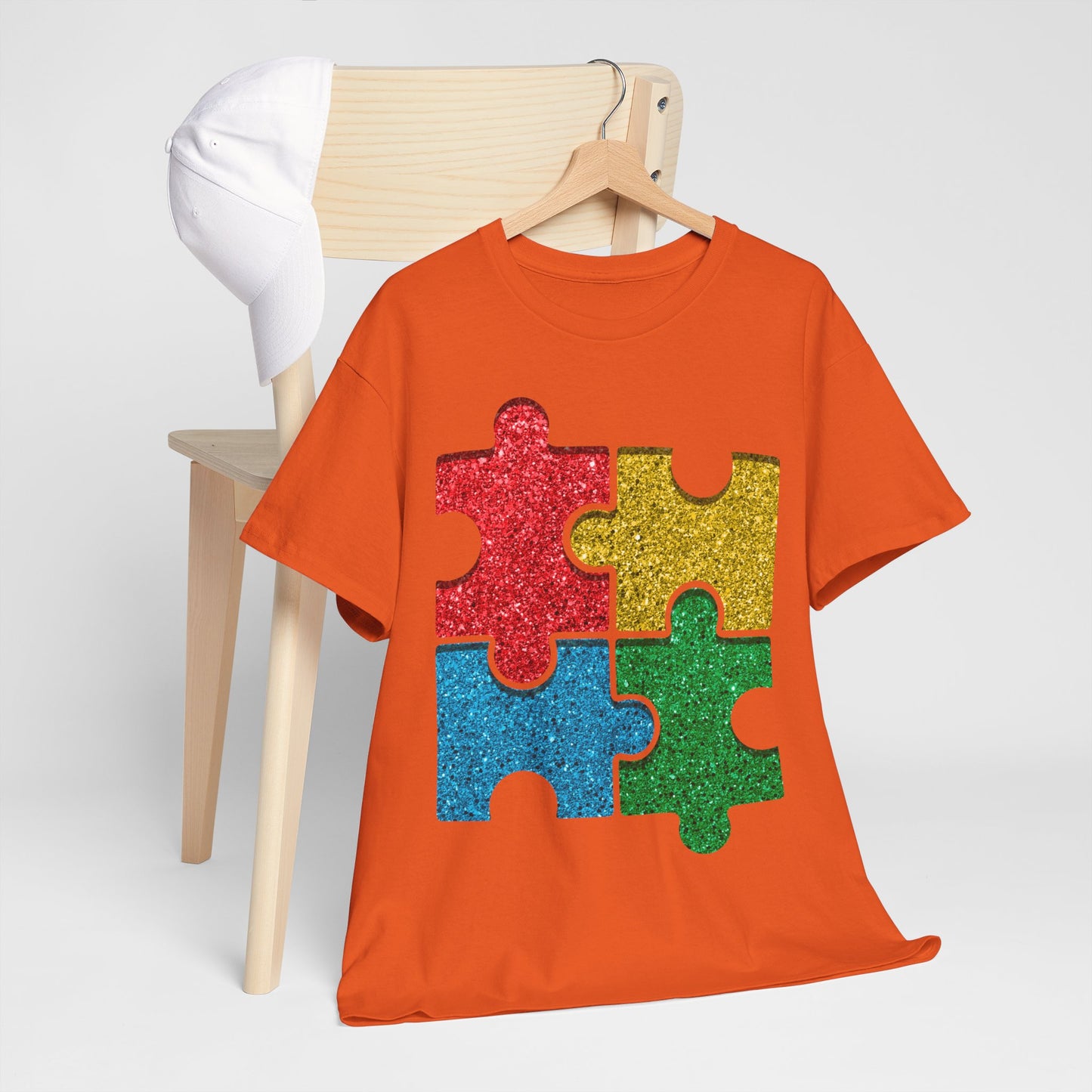 Autism Puzzle Pieces T-shirt Unisex Heavy Cotton