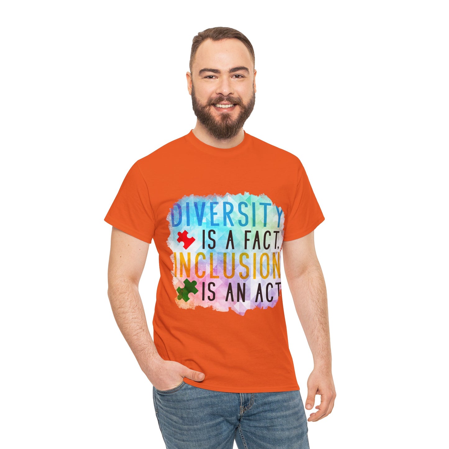 Autism Diversity is a Fact, Inclusion is an Act T-shirt Unisex Heavy Cotton