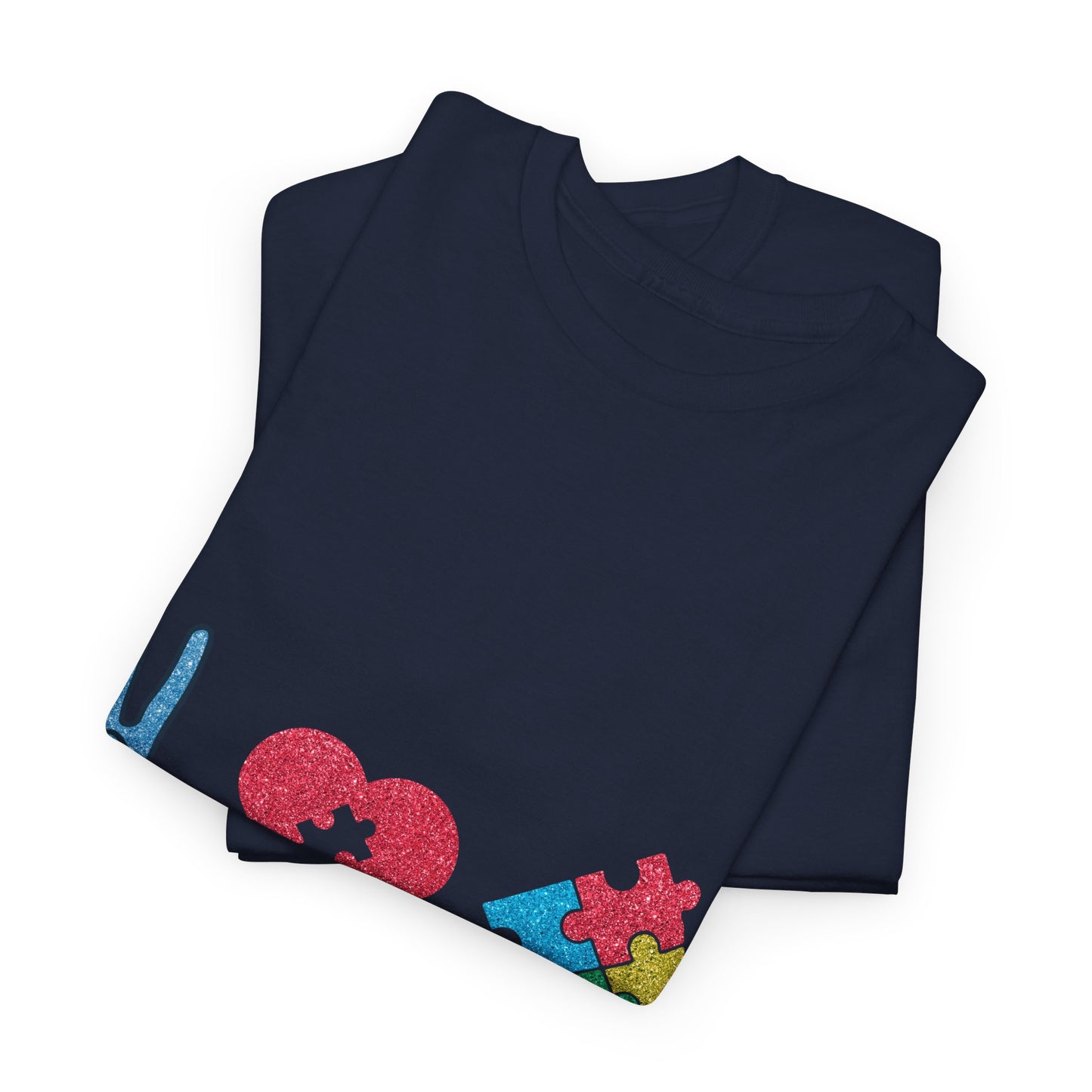 Autism Peace Love Autism T-shirt Unisex Heavy Cotton