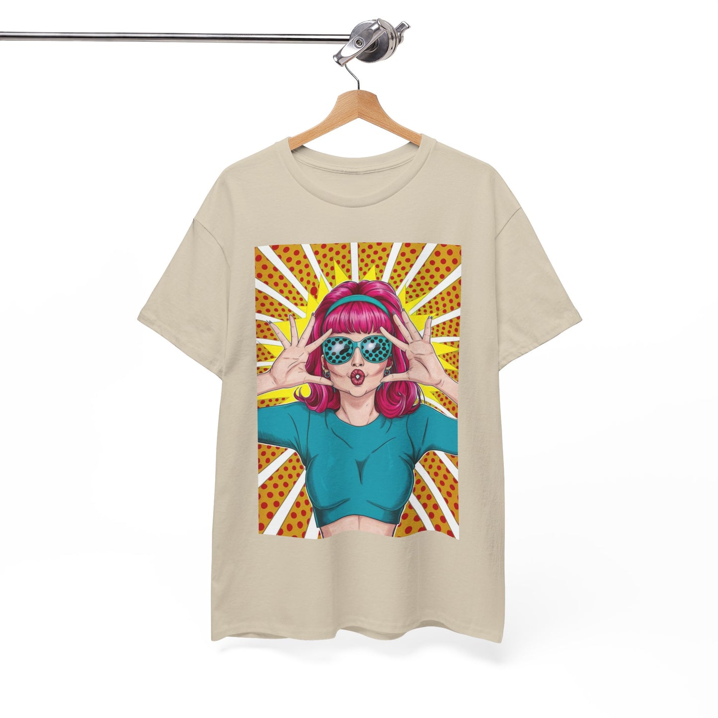 Sexy Retro PopArt Girl Vibrant Colors Unisex heavy cotton Tshirt