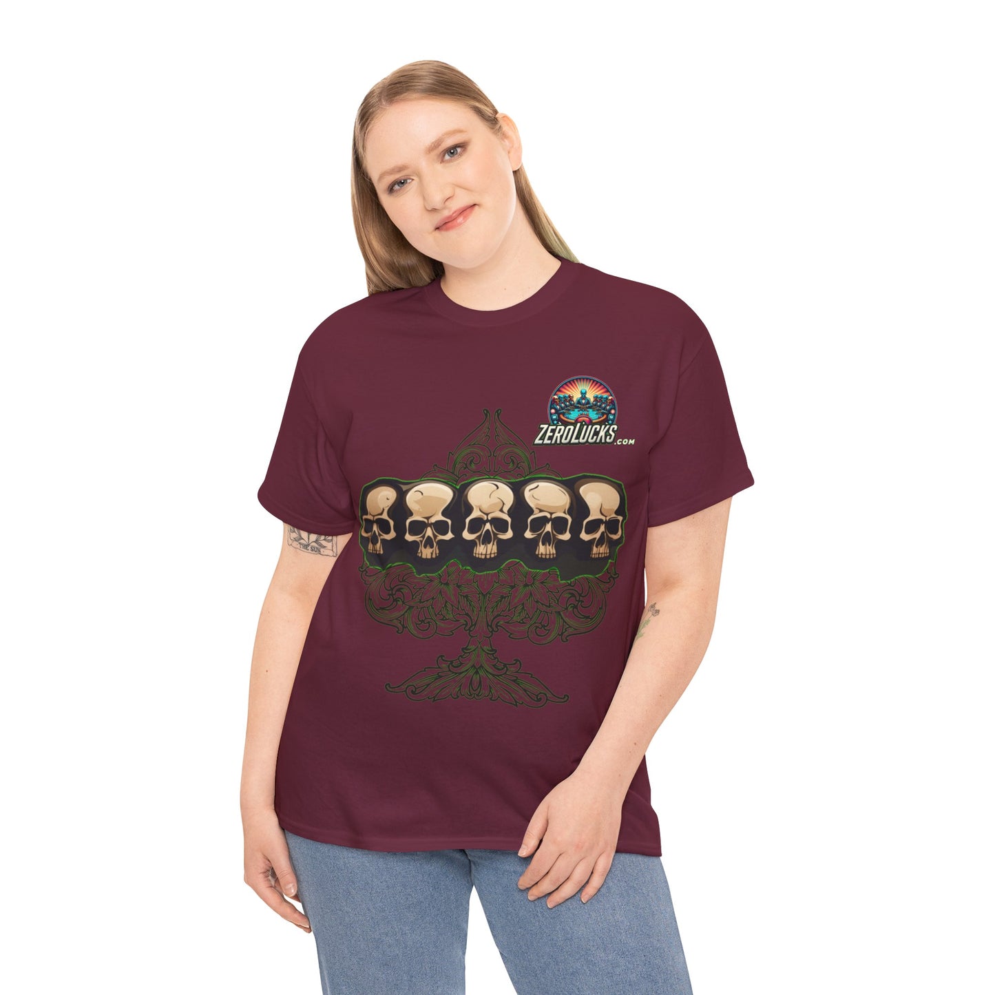 No Lucks Skulls with Spade T-shirt Unisex Heavy Cotton