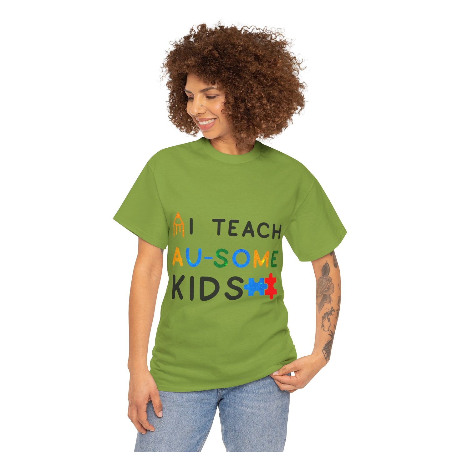 Autism I TEACH AU-SOME KIDS T-shirt Unisex Heavy Cotton