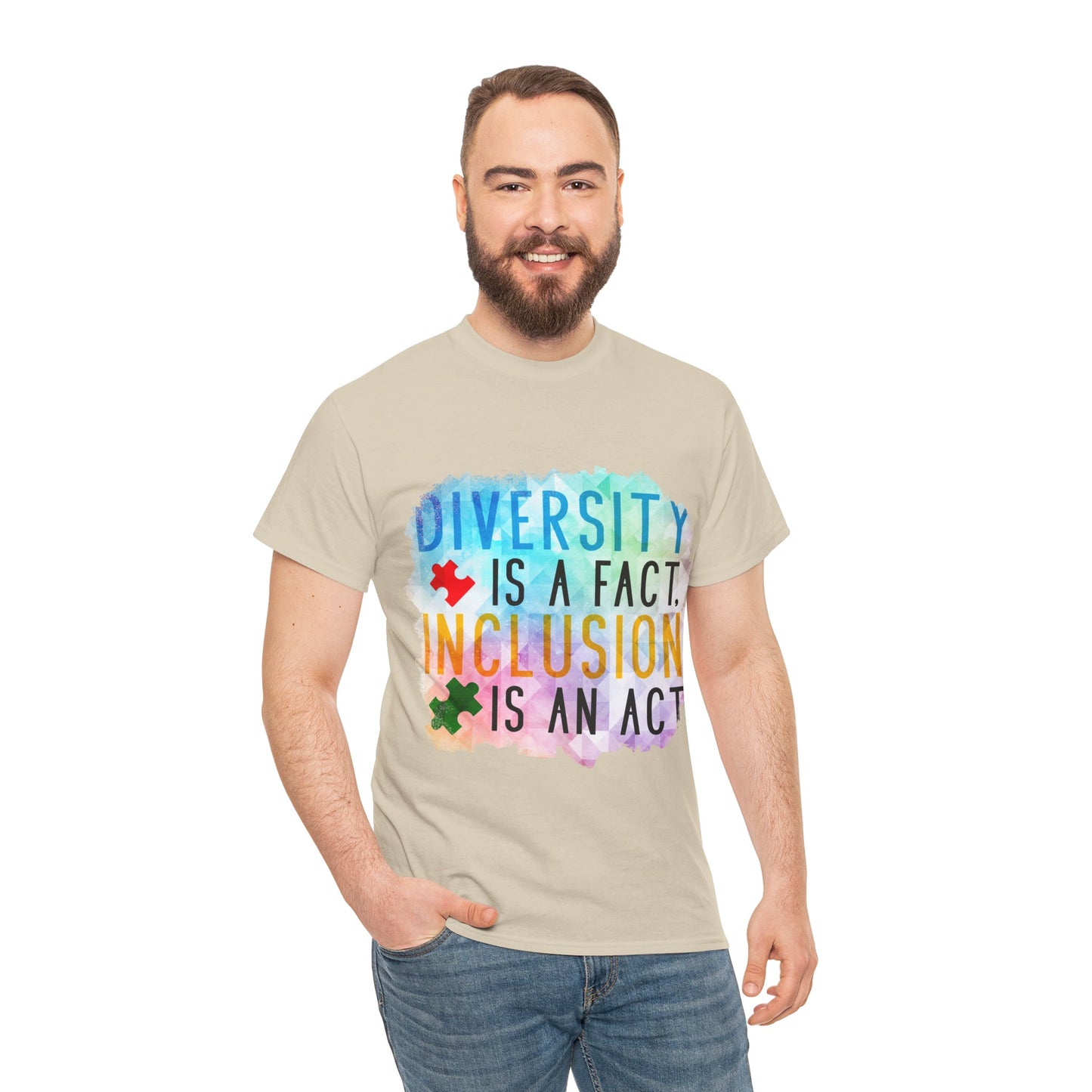 Autism Diversity is a Fact, Inclusion is an Act T-shirt Unisex Heavy Cotton