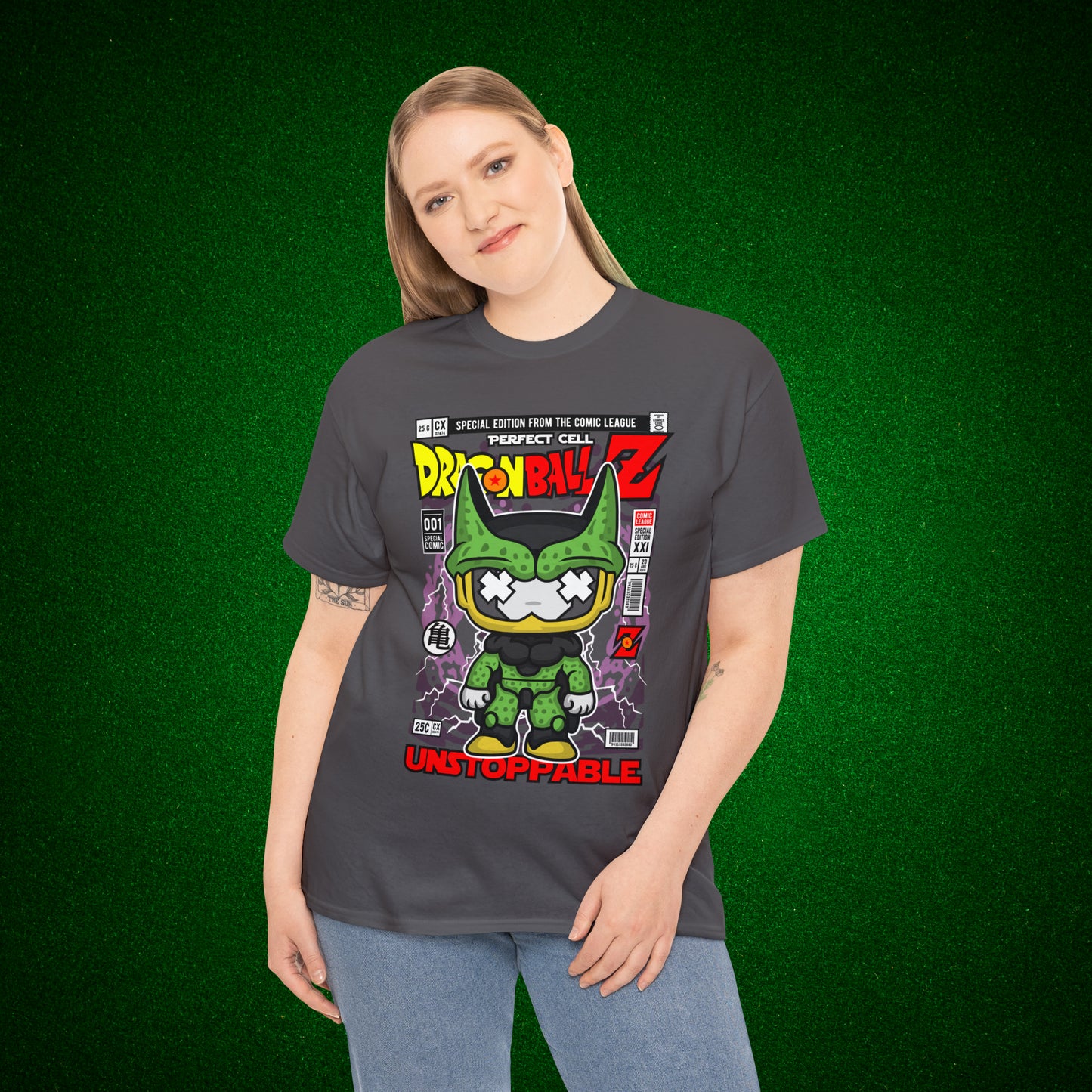Perfect Cell DragonBall Z Pop Culture Mock Comic Cover heavy cotton T-shirt