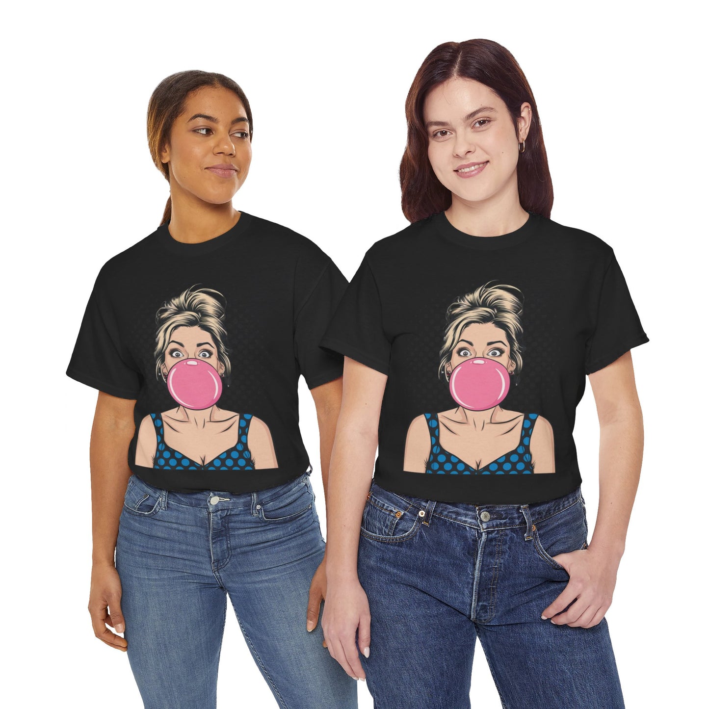 PopArt Girl Bubble Gum Bubble Tshirt unisex heavy cotton