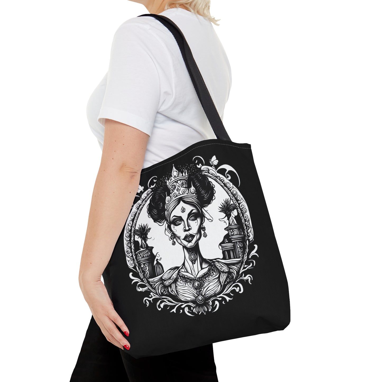 Regal Old Woman with Tiara and Crown Teacher Unisex Tote Bag (AOP)
