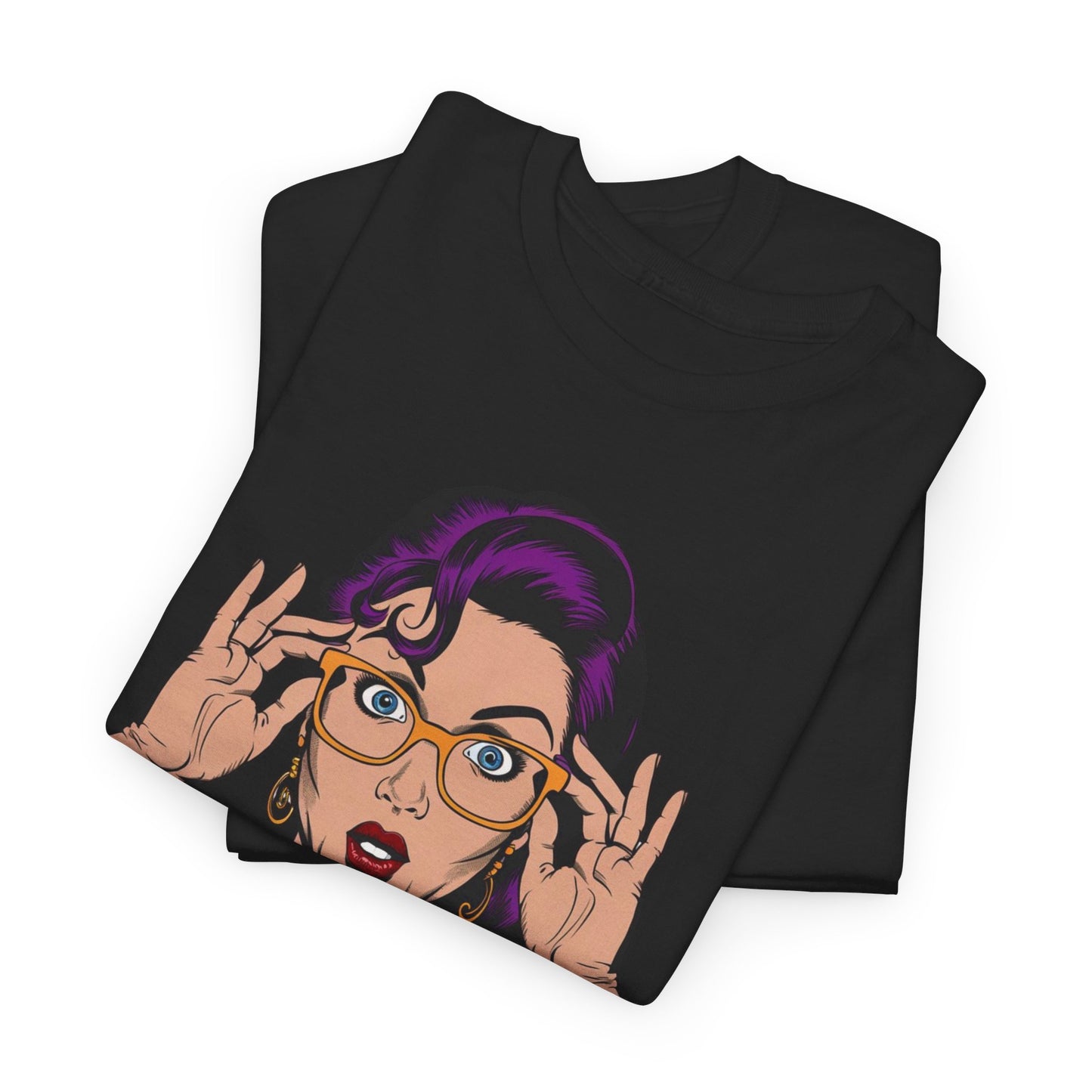 Sexy PopArt Girl Glasses and Braids Tshirt unisex heavy cotton