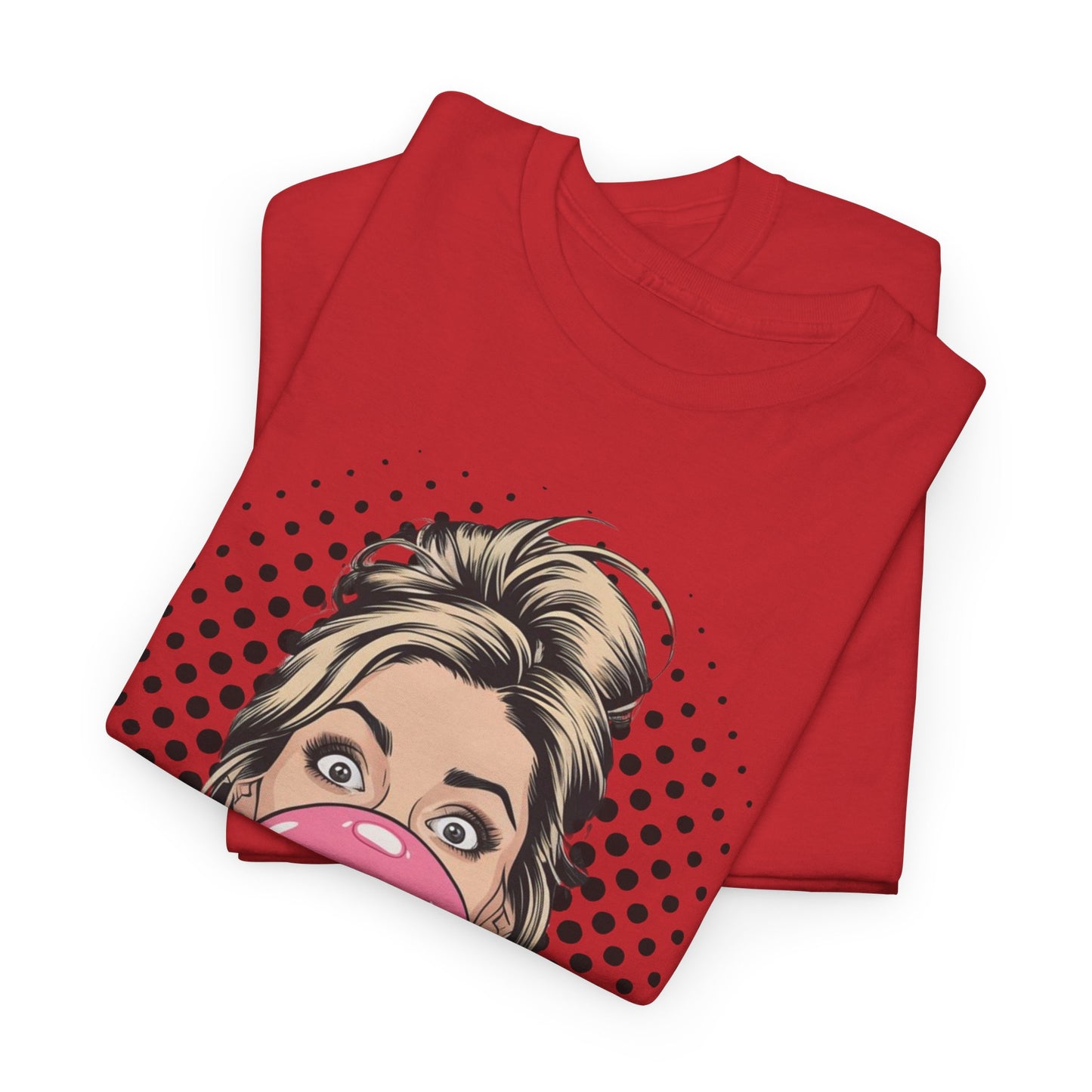 PopArt Girl Bubble Gum Bubble Tshirt unisex heavy cotton