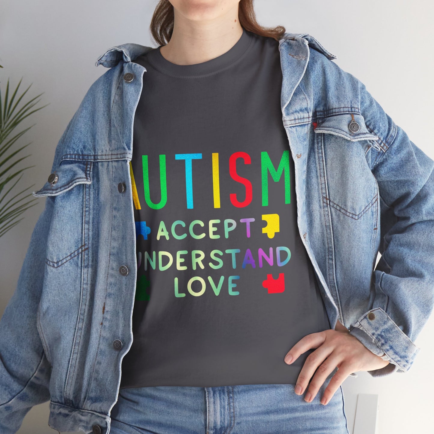 Autism ACCEPT UNDERSTAND LOVE T-shirt Unisex Heavy Cotton
