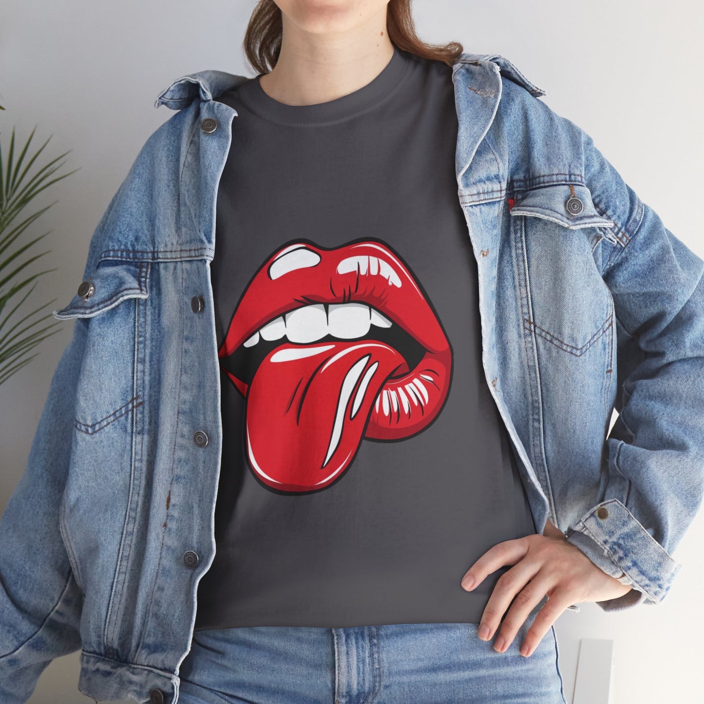 Sexy Retro PopArt Red Lips and Tounge Unisex heavy cotton Tshirt