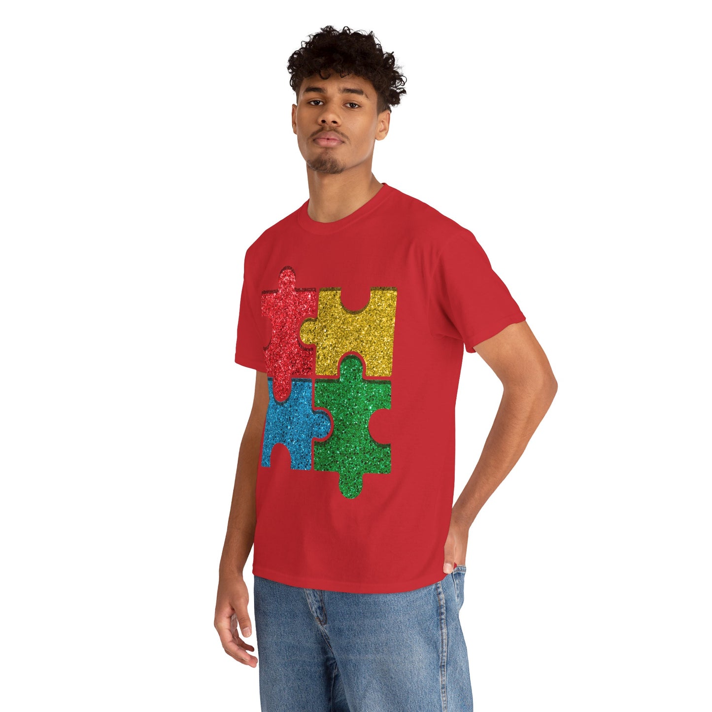 Autism Puzzle Pieces T-shirt Unisex Heavy Cotton