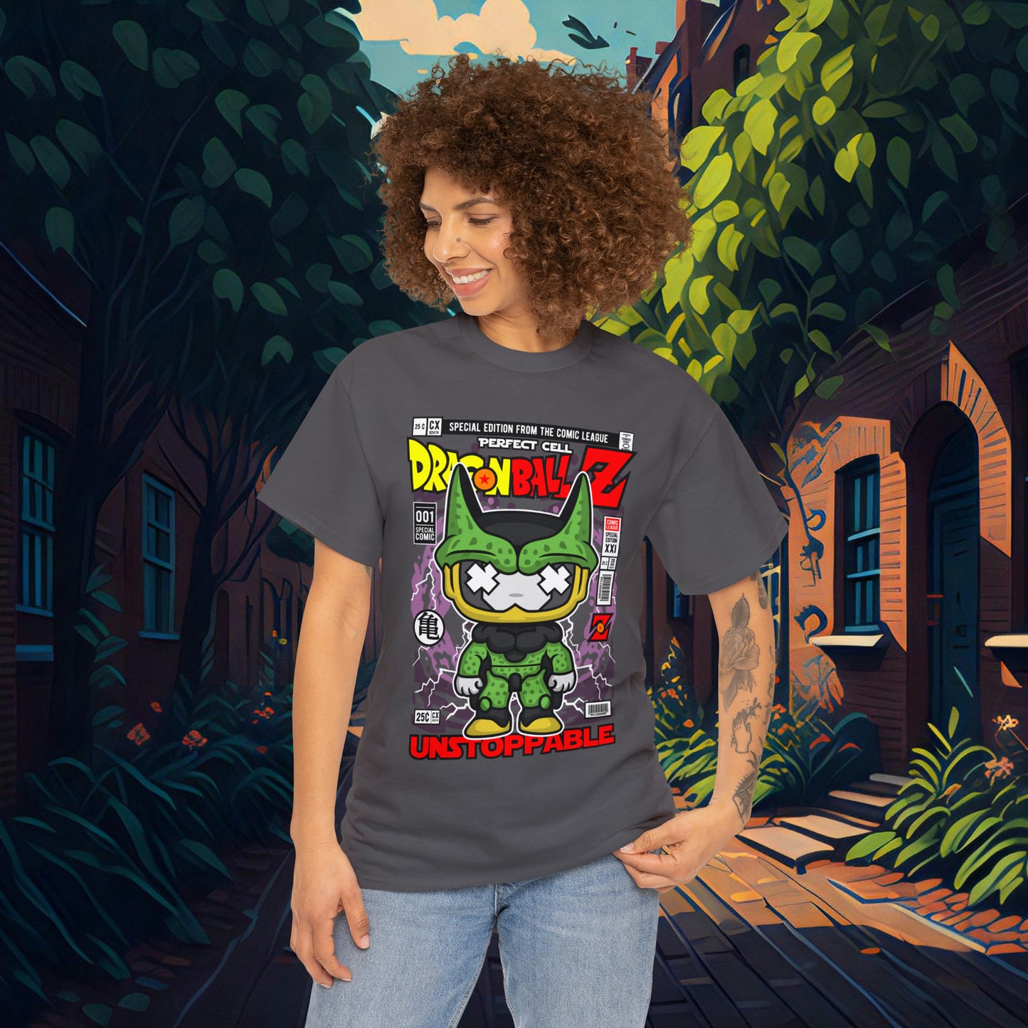 Perfect Cell DragonBall Z Pop Culture Mock Comic Cover heavy cotton T-shirt