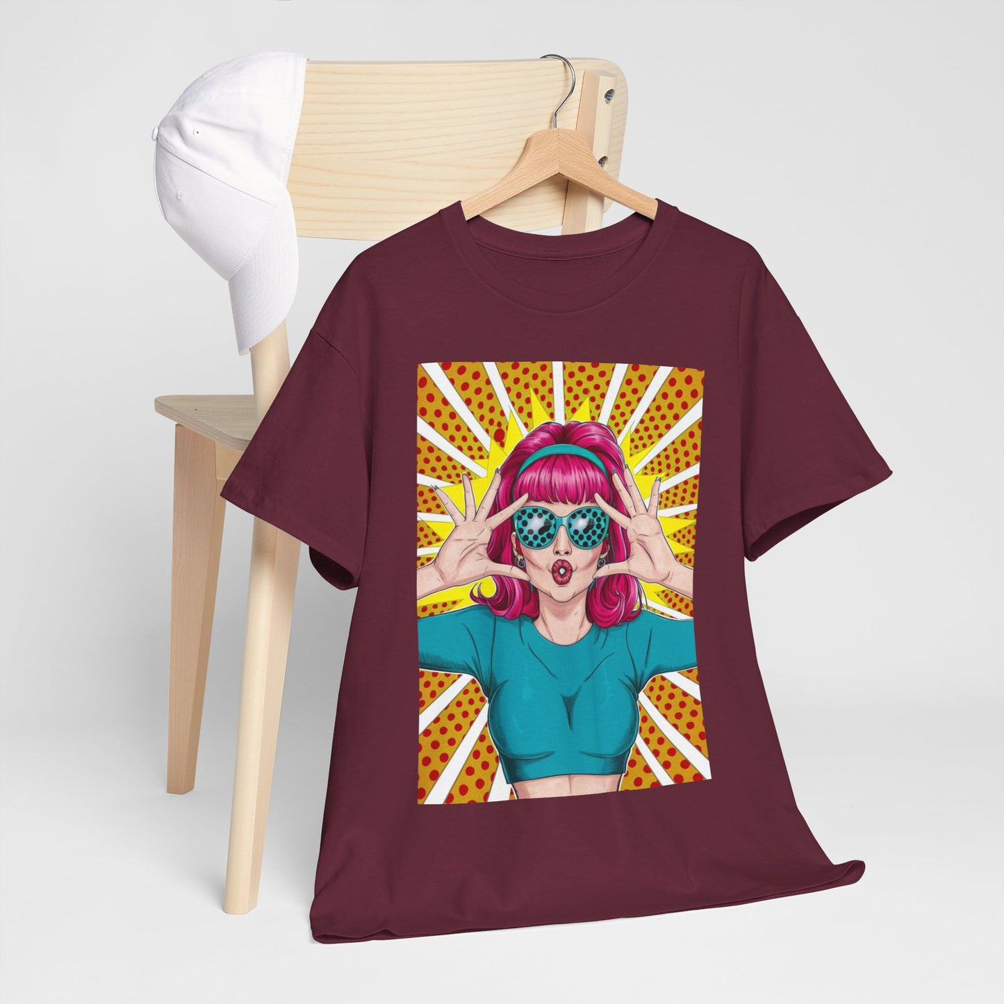 Sexy Retro PopArt Girl Vibrant Colors Unisex heavy cotton Tshirt