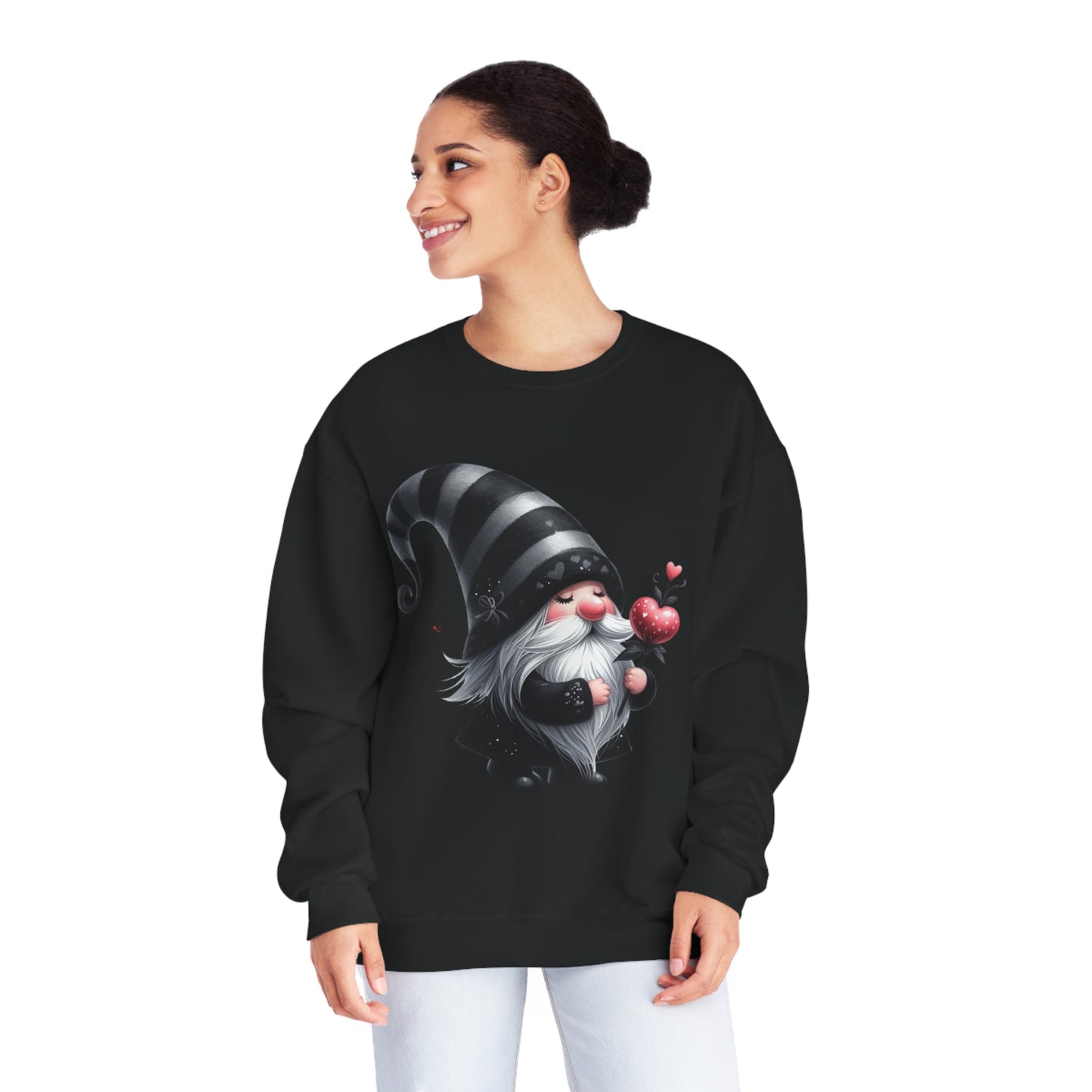 Black Valentine Gnome Unisex NuBlend® Crewneck Sweatshirt