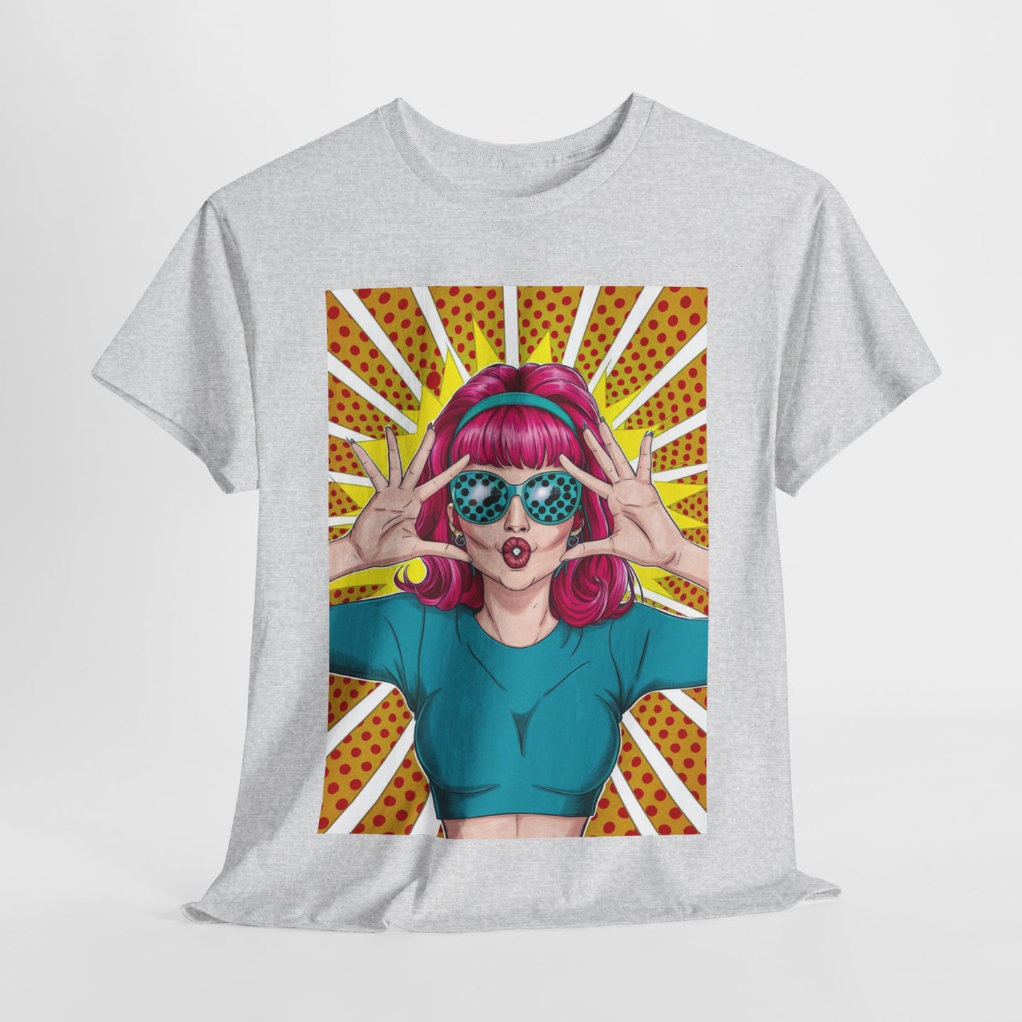 Sexy Retro PopArt Girl Vibrant Colors Unisex heavy cotton Tshirt