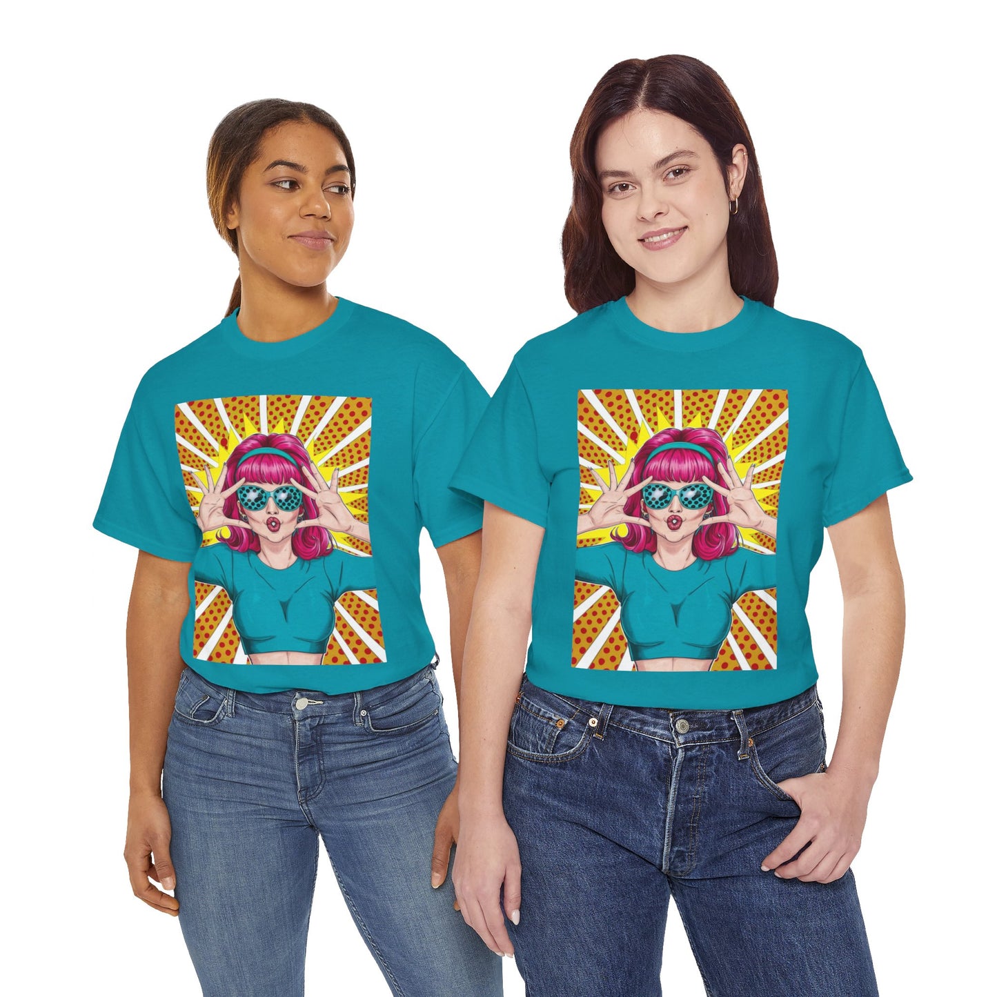 Sexy Retro PopArt Girl Vibrant Colors Unisex heavy cotton Tshirt