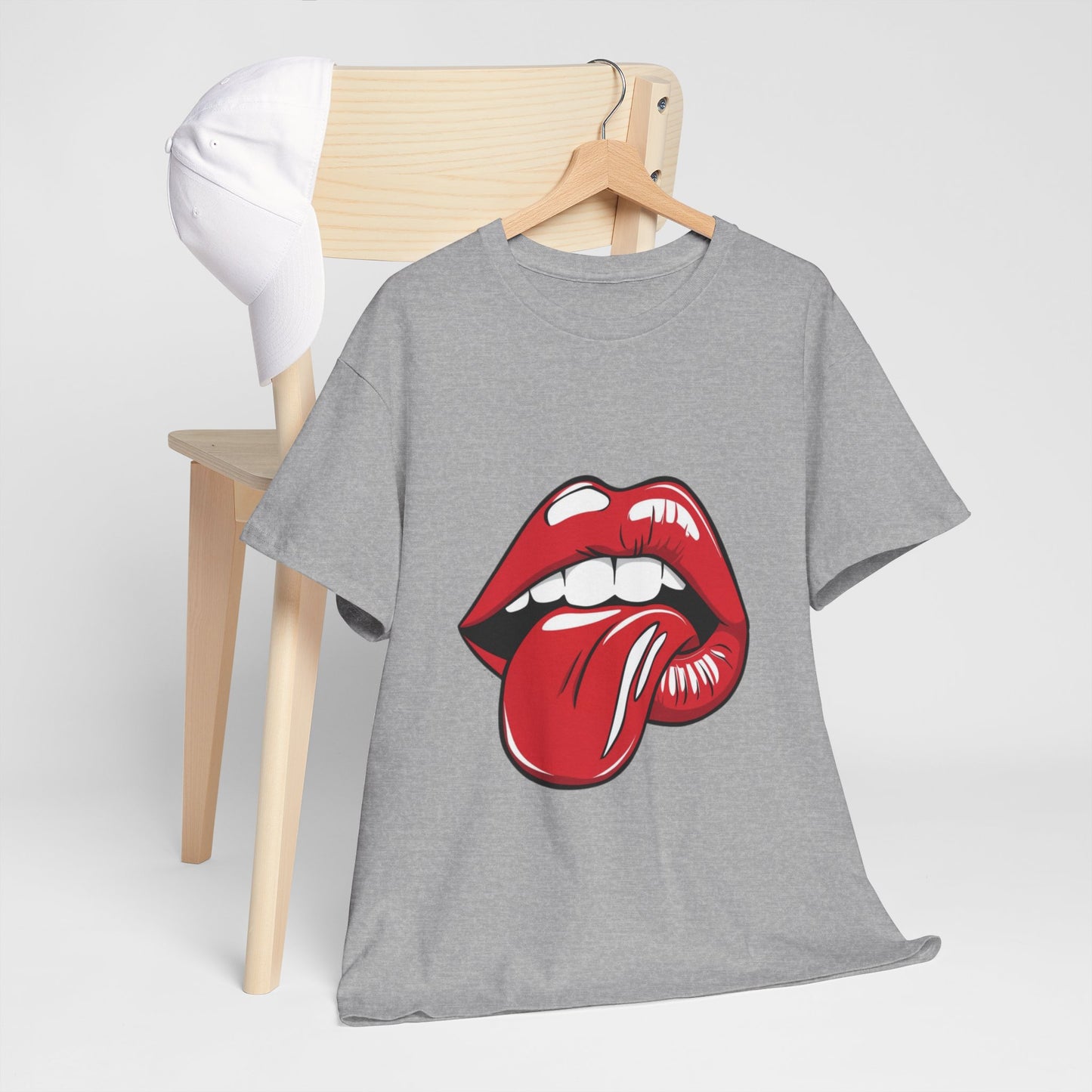 Sexy Retro PopArt Red Lips and Tounge Unisex heavy cotton Tshirt
