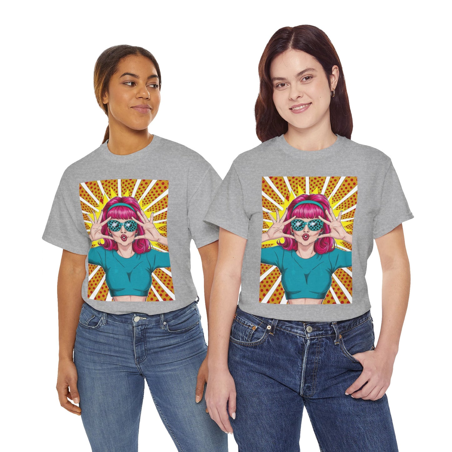 Sexy Retro PopArt Girl Vibrant Colors Unisex heavy cotton Tshirt