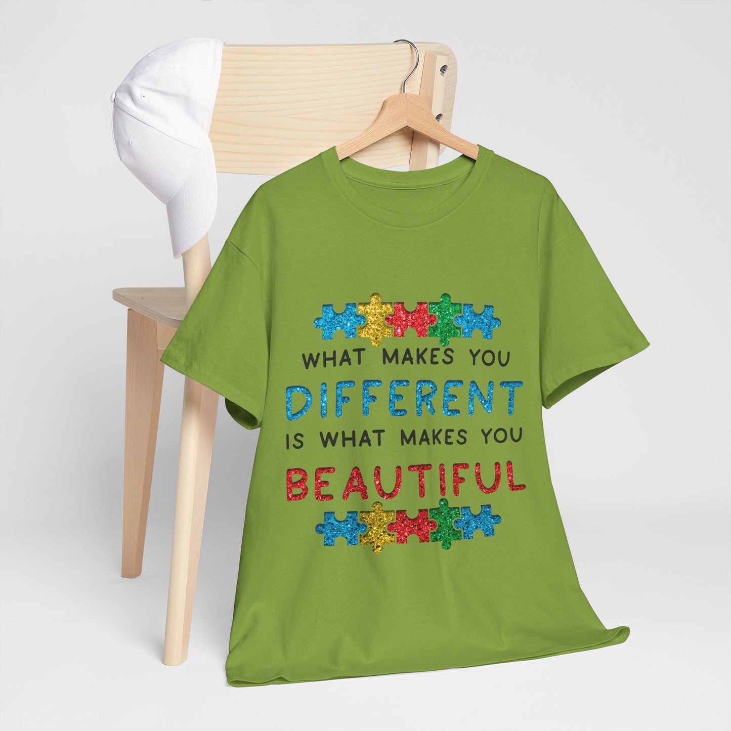 Autism WHAT MAKES YOU DIFFERENT IS WHAT MAKES YOU BEAUTIFUL T-shirt Unisex Heavy Cotton