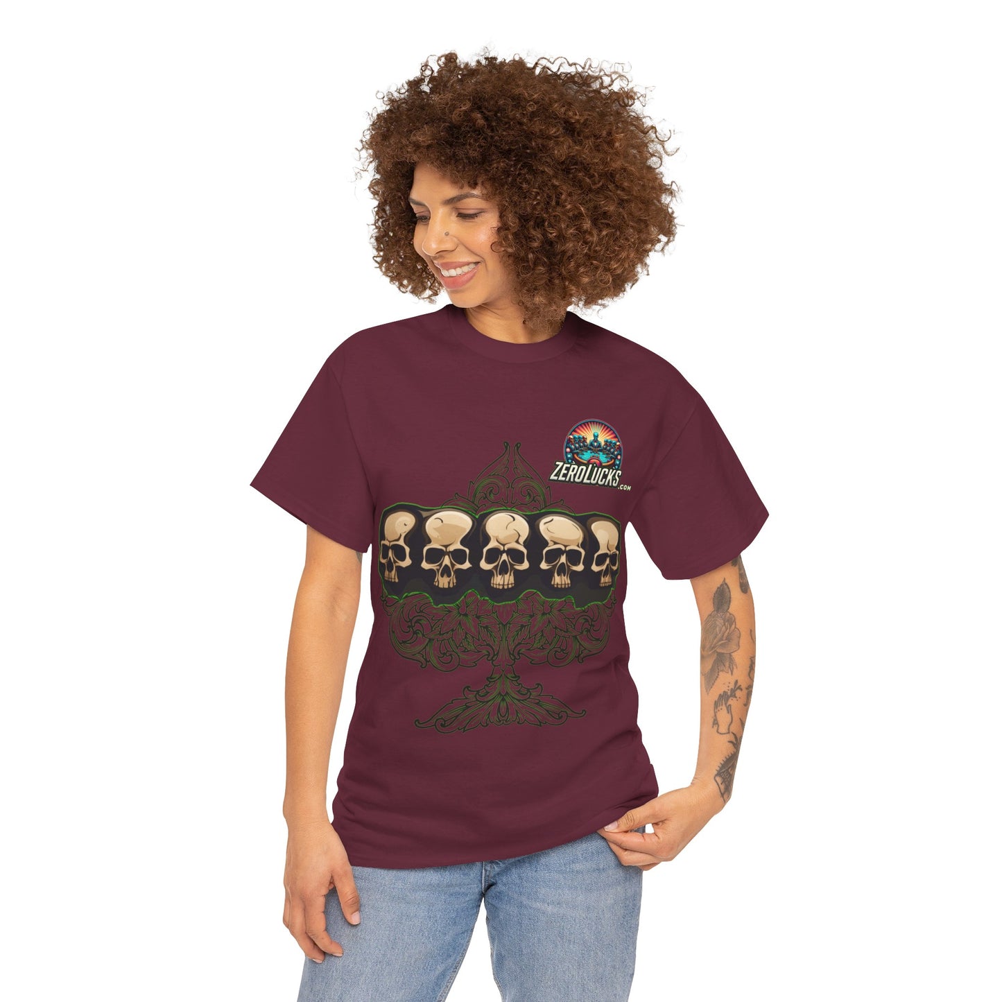No Lucks Skulls with Spade T-shirt Unisex Heavy Cotton