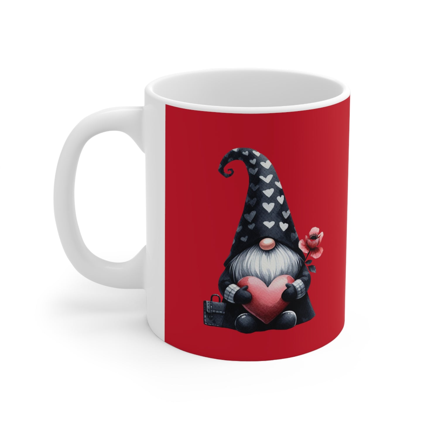 Black Valentine Gnome Ceramic Mug 11oz