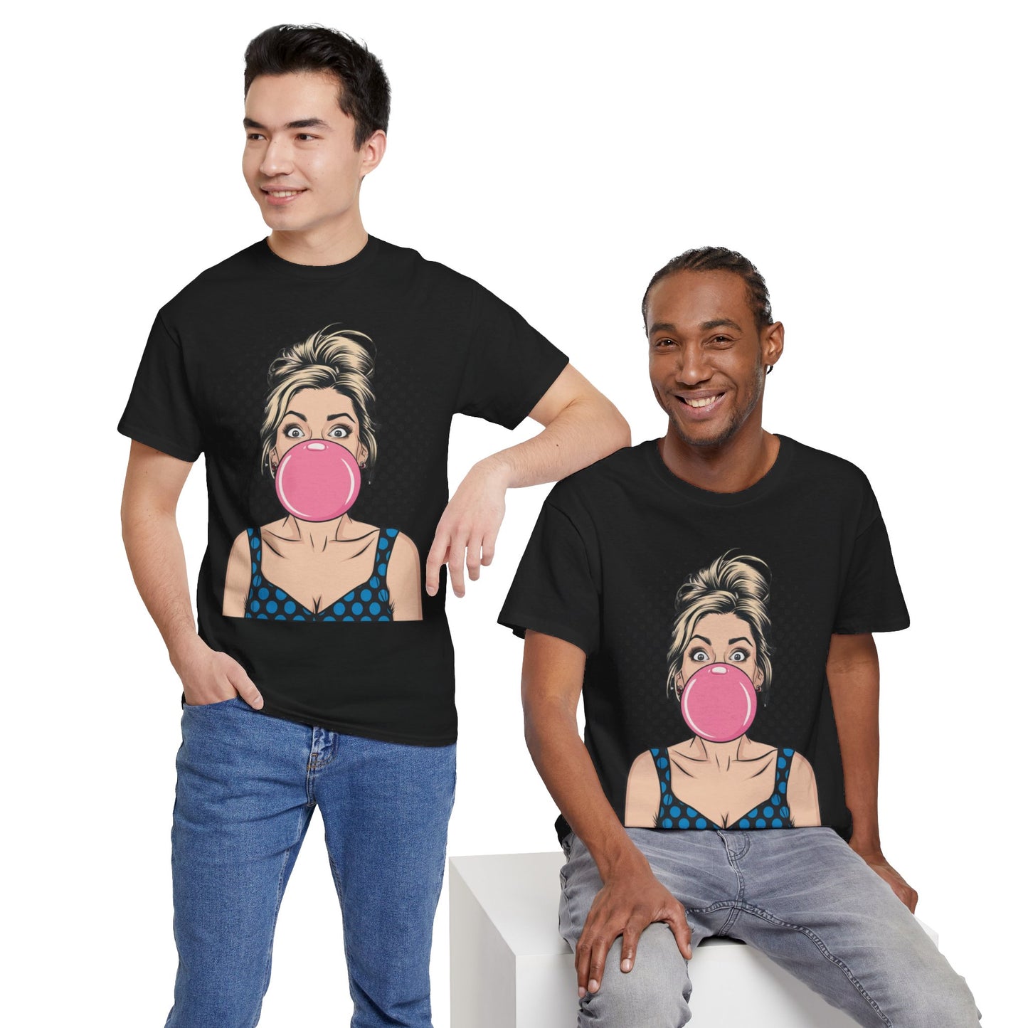 PopArt Girl Bubble Gum Bubble Tshirt unisex heavy cotton