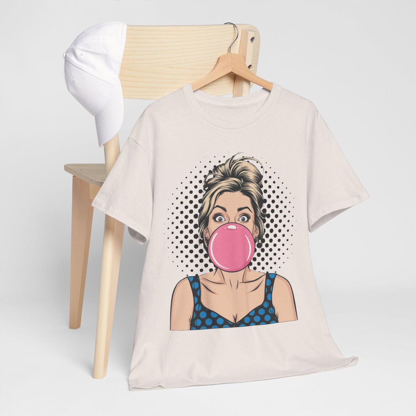 PopArt Girl Bubble Gum Bubble Tshirt unisex heavy cotton
