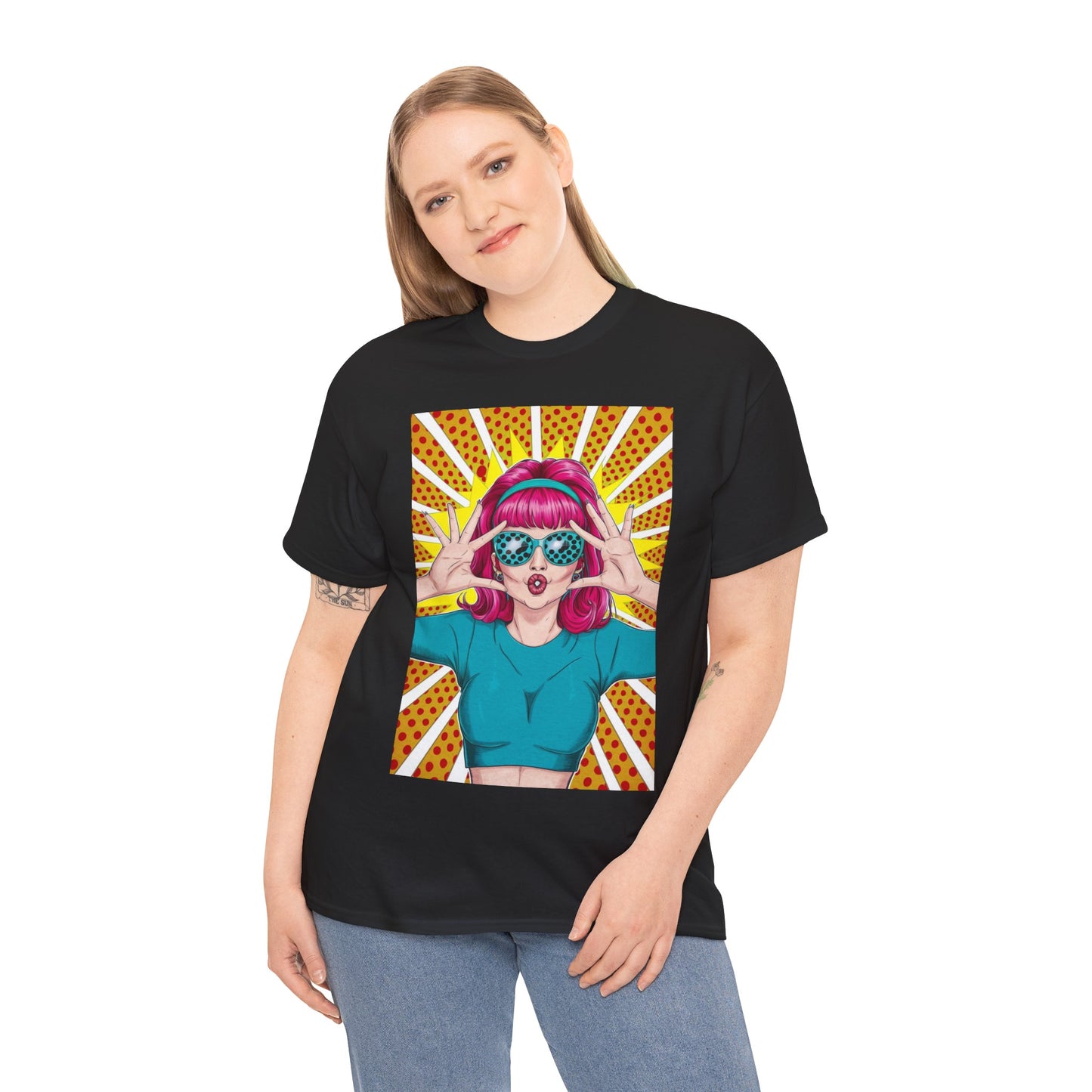 Sexy Retro PopArt Girl Vibrant Colors Unisex heavy cotton Tshirt