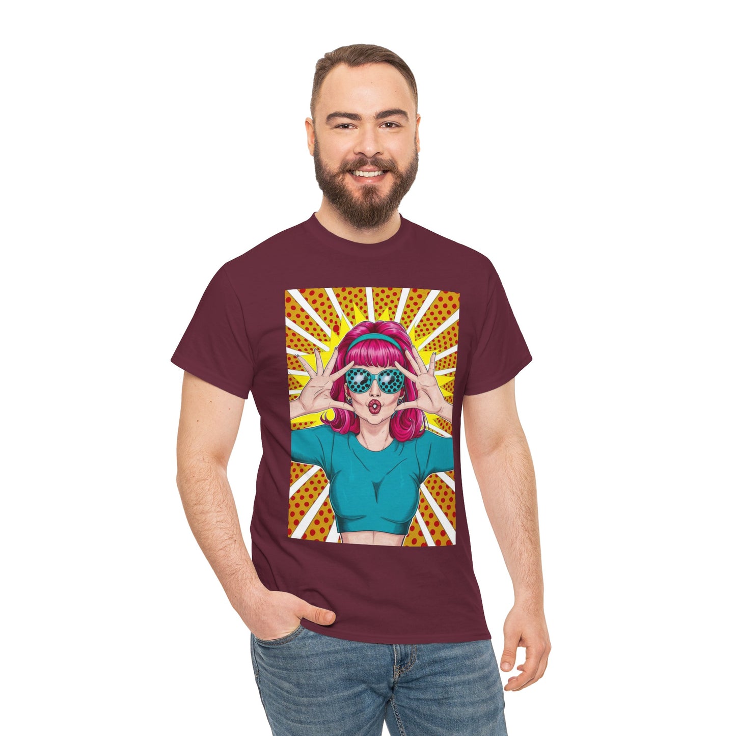 Sexy Retro PopArt Girl Vibrant Colors Unisex heavy cotton Tshirt