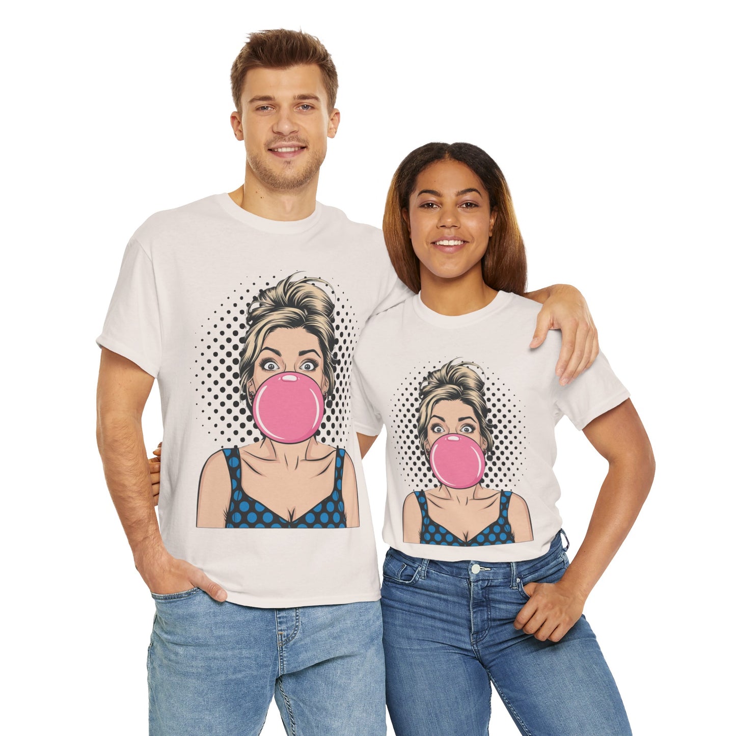 PopArt Girl Bubble Gum Bubble Tshirt unisex heavy cotton