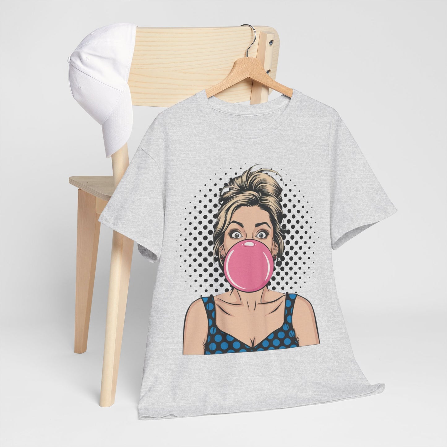 PopArt Girl Bubble Gum Bubble Tshirt unisex heavy cotton